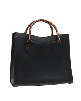 Black Leather Bamboo Hand Bag with Serial No.