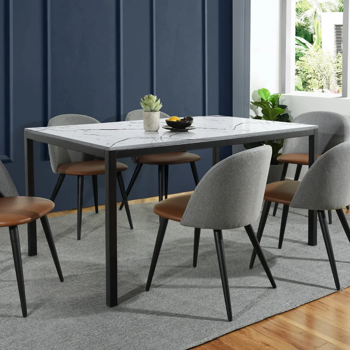 55''/59'' Dining Table with Metal Legs - Homy Casa