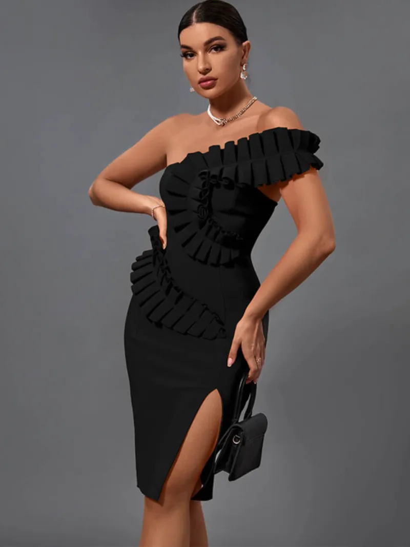 Amy Fashion - Elegant Sexy One Shoulder Evening Club Party Dress