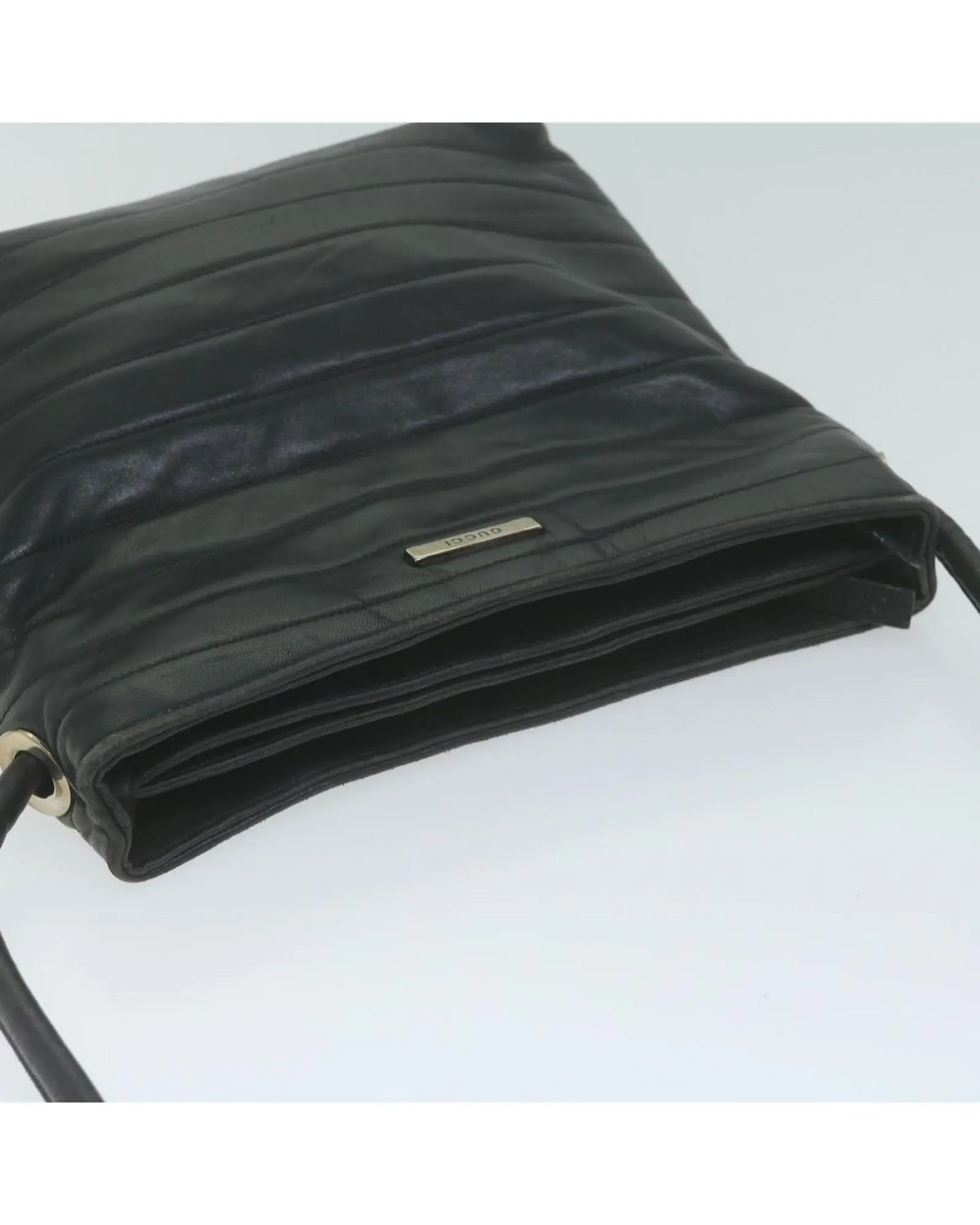 Authentic Black Leather Shoulder Bag by Gucci