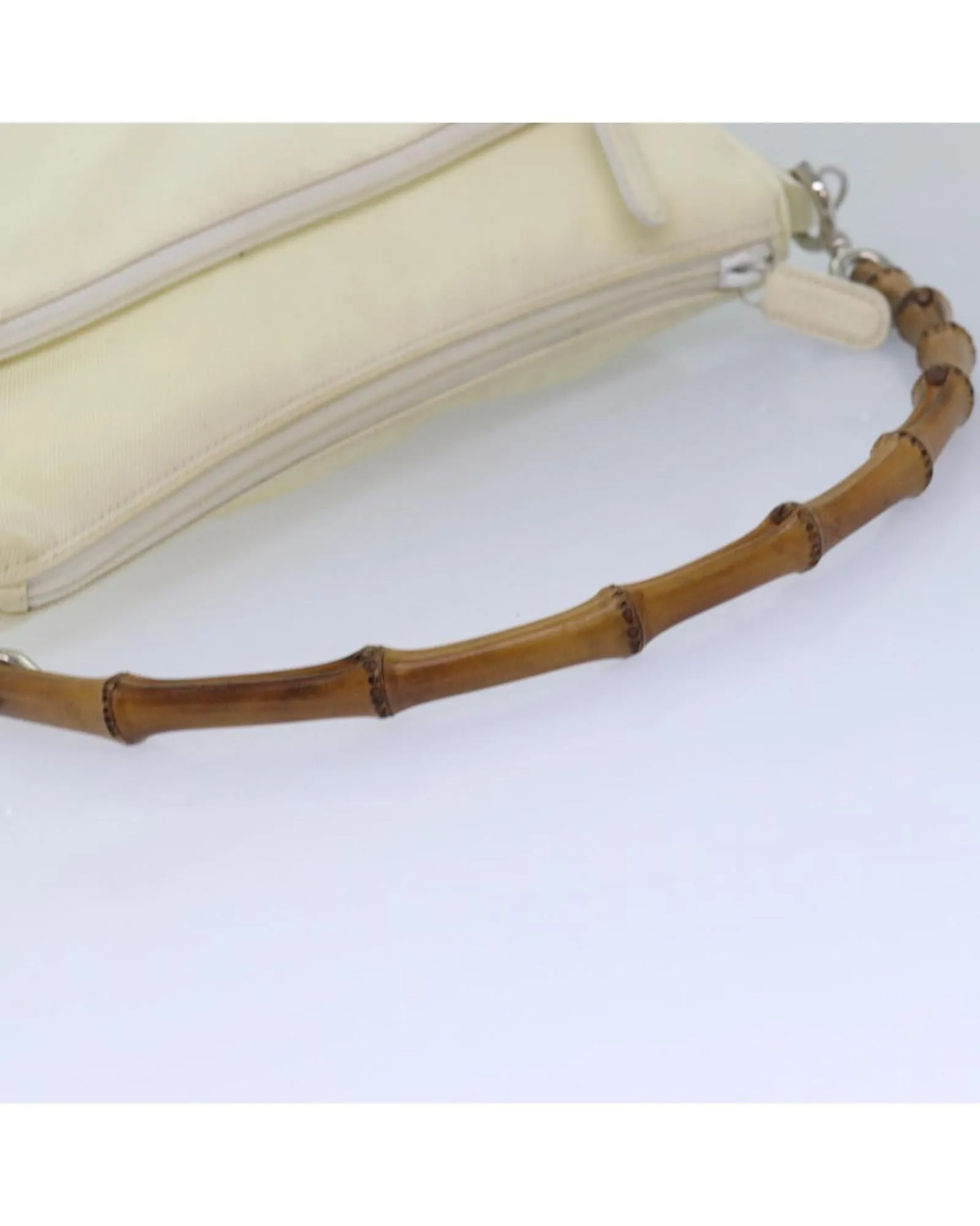 Bamboo Handle Nylon 2-Way Shoulder Bag with Dust Bag