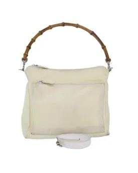 Bamboo Handle Nylon 2-Way Shoulder Bag with Dust Bag