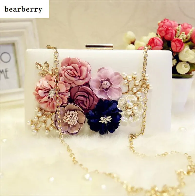 BEARBERRY 2017 high quality handmade flower evening bags brand women dinner clutch purse fashion clutch wallets drop shipping