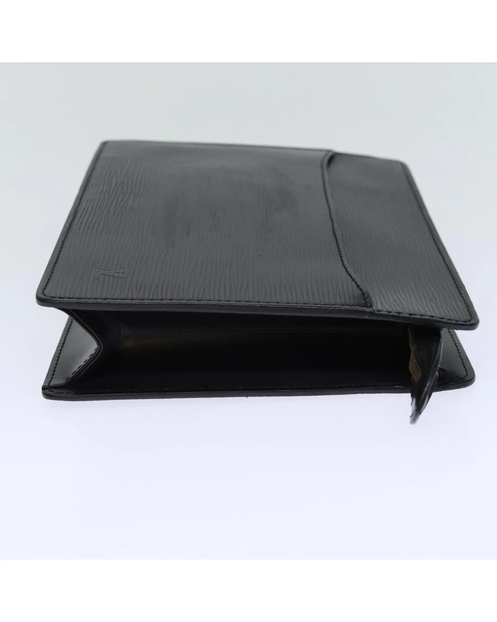 Black Epi Leather Clutch Bag with Minimalist Design