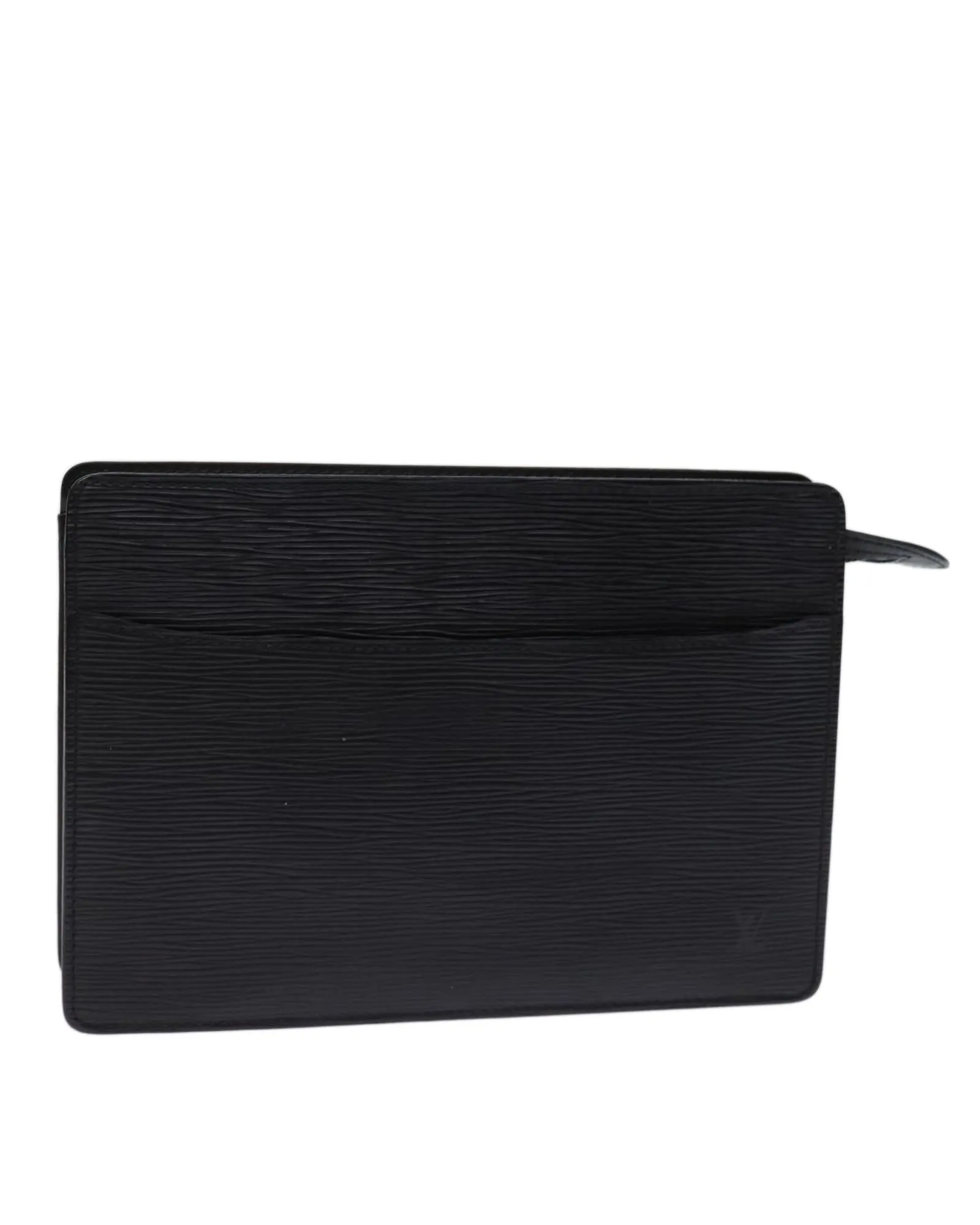 Black Epi Leather Clutch Bag with Minimalist Design