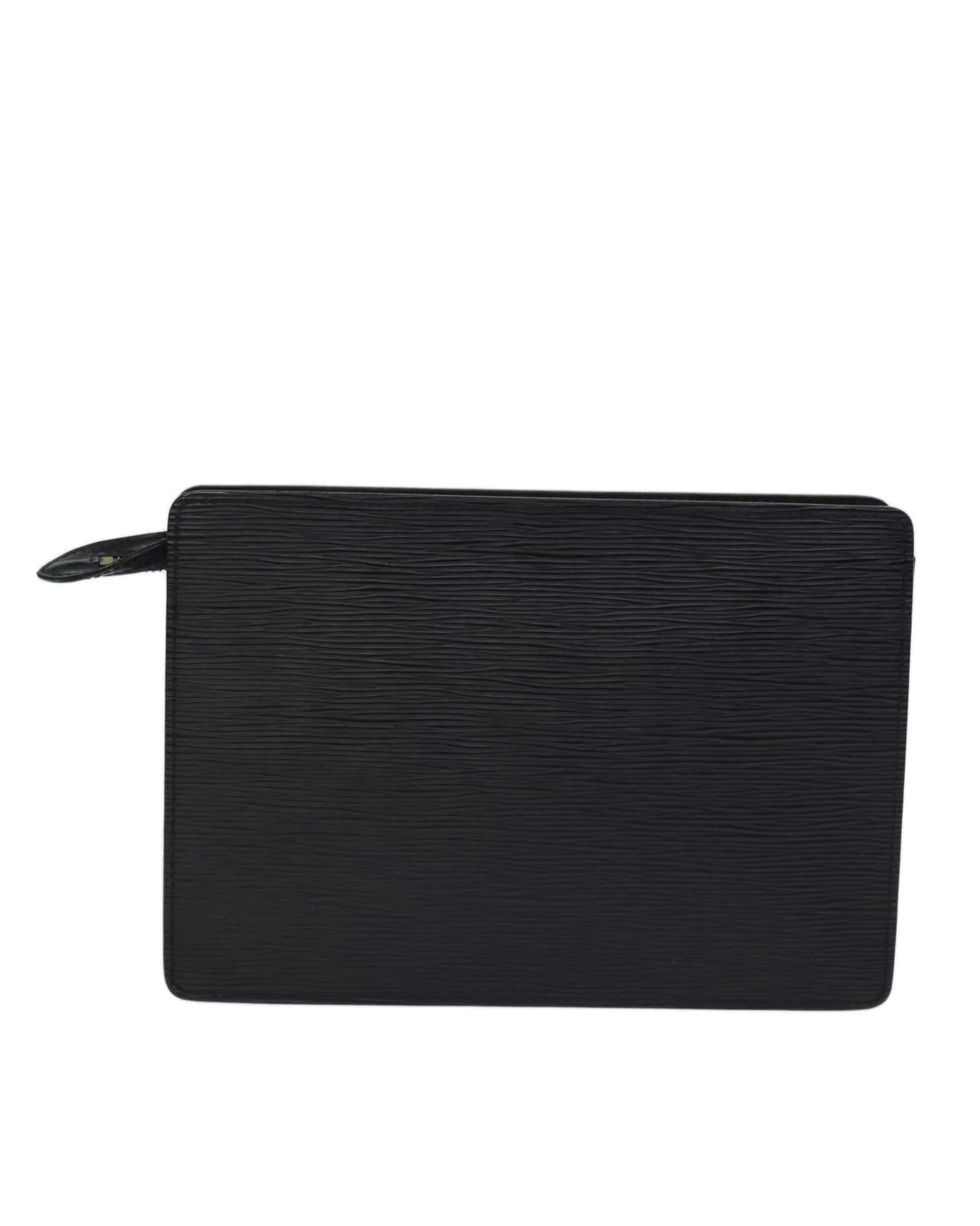 Black Epi Leather Clutch Bag with Minimalist Design