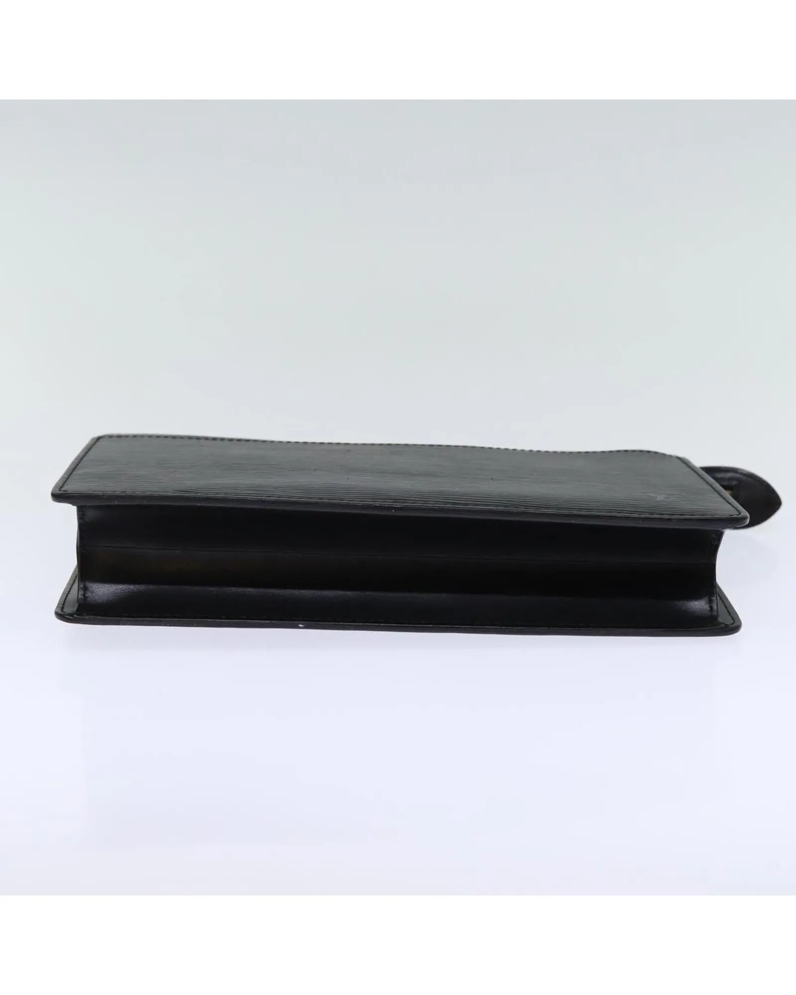 Black Epi Leather Clutch Bag with Minimalist Design