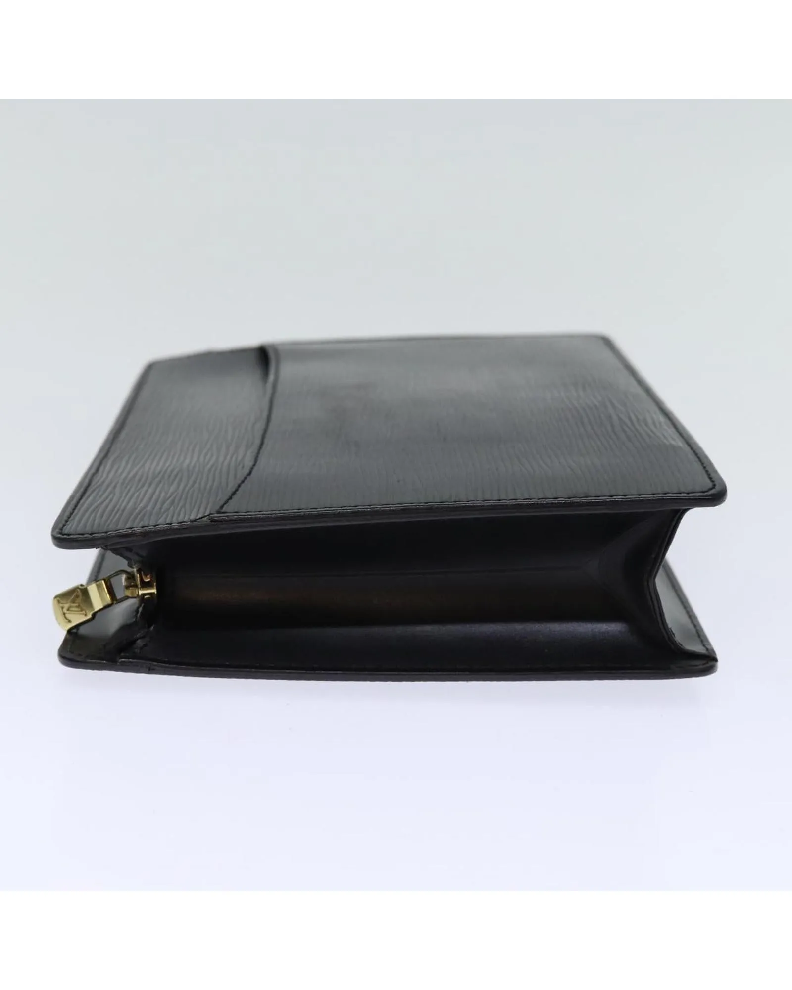 Black Epi Leather Clutch Bag with Minimalist Design