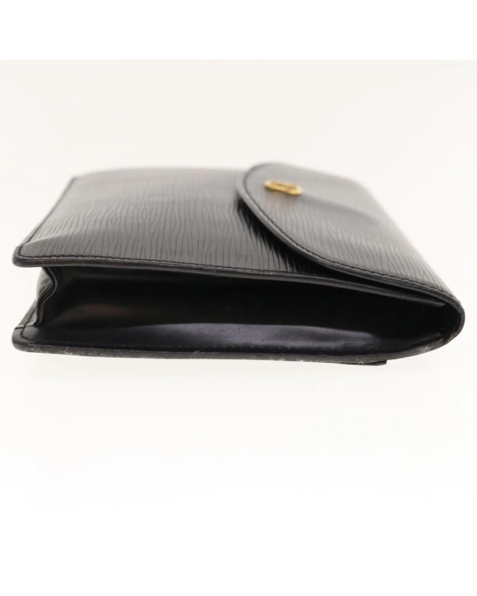 Black Epi Leather Clutch Bag with Silver-tone Hardware