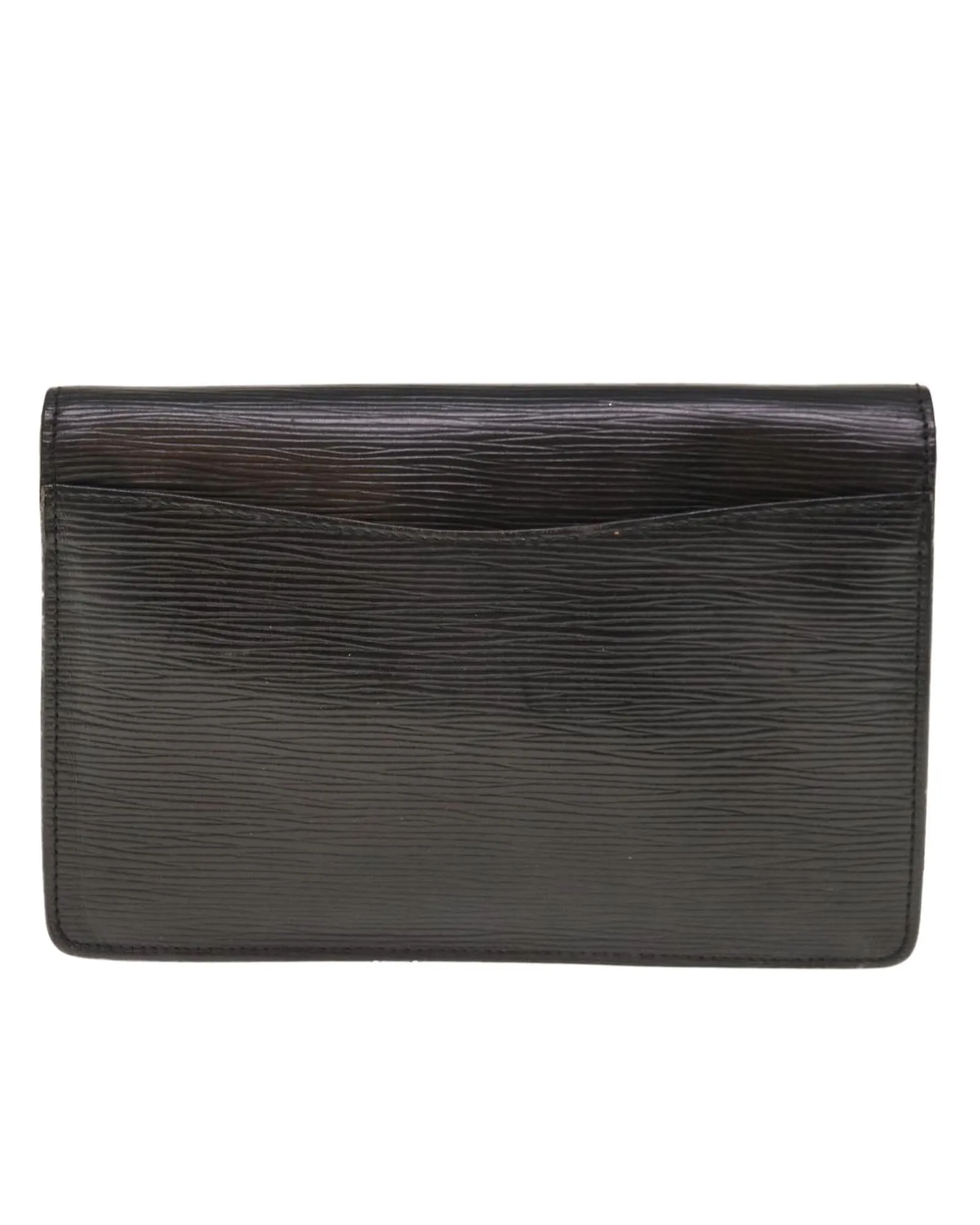 Black Epi Leather Clutch Bag with Silver-tone Hardware