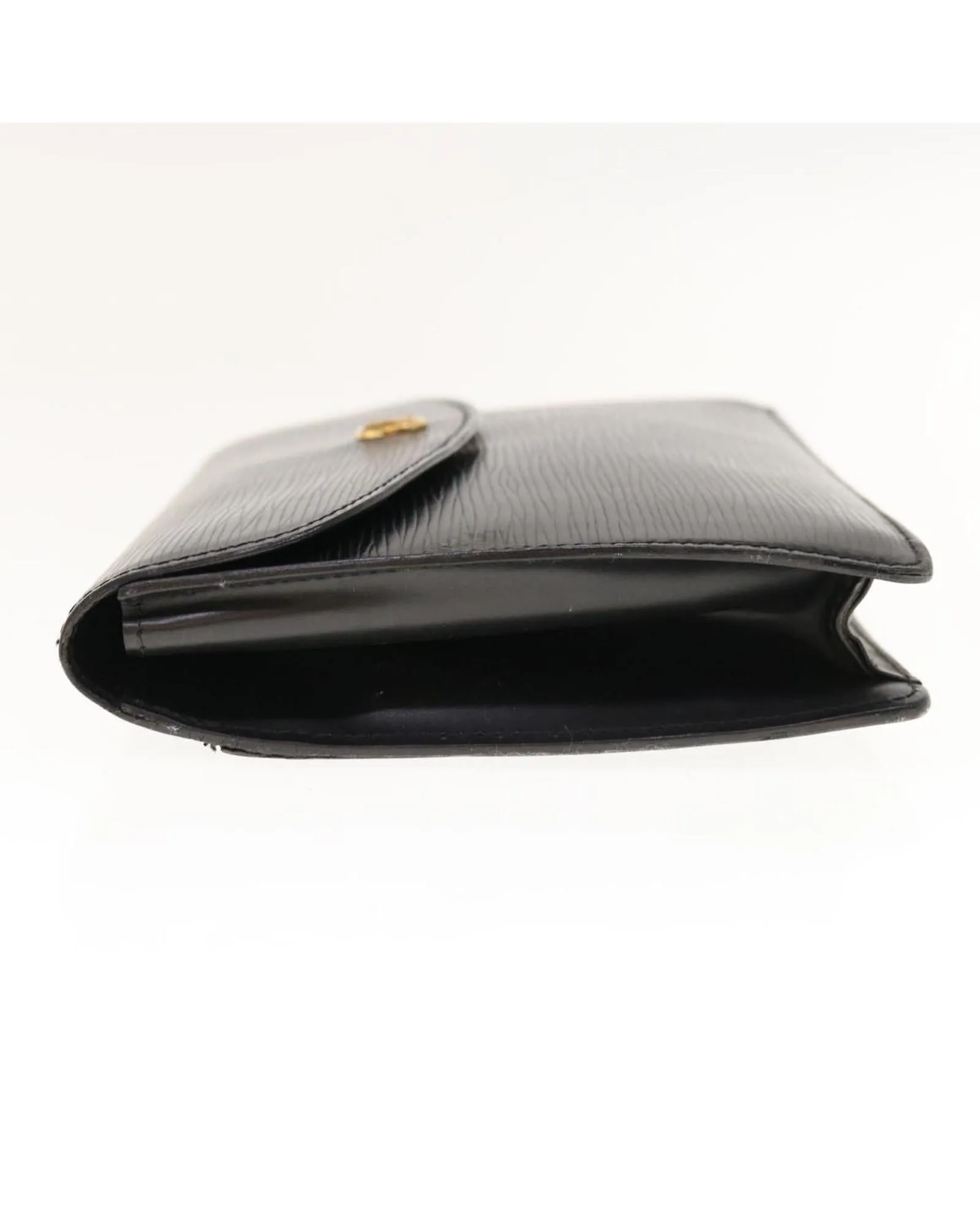 Black Epi Leather Clutch Bag with Silver-tone Hardware