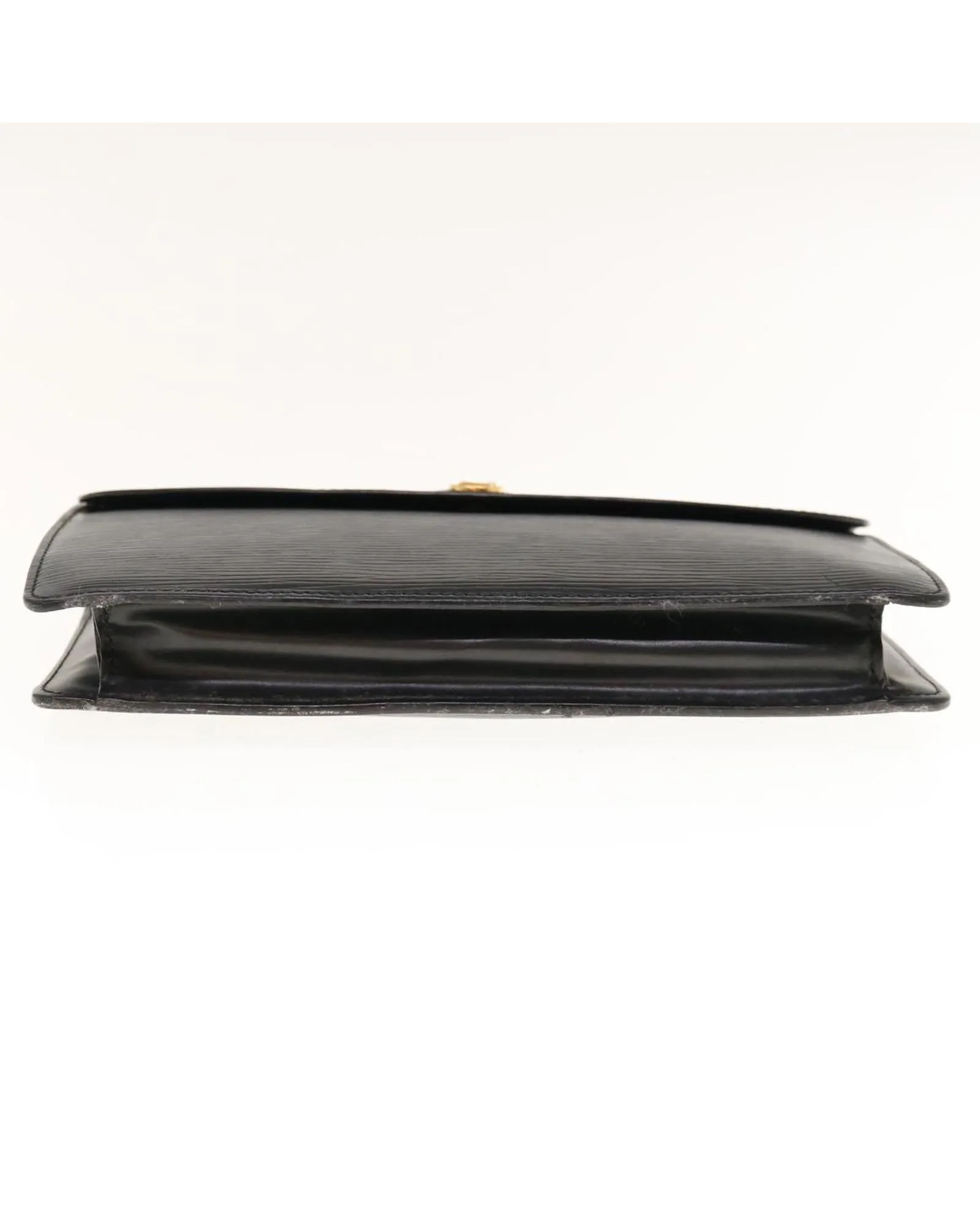 Black Epi Leather Clutch Bag with Silver-tone Hardware