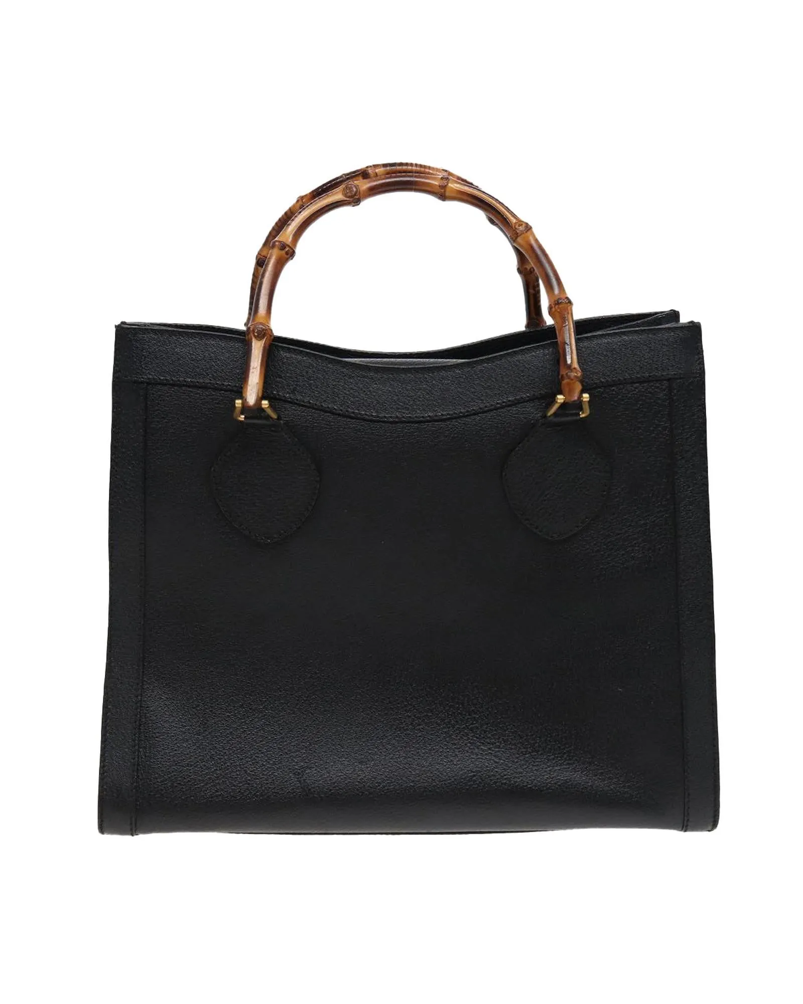 Black Leather Bamboo Hand Bag with Serial No.