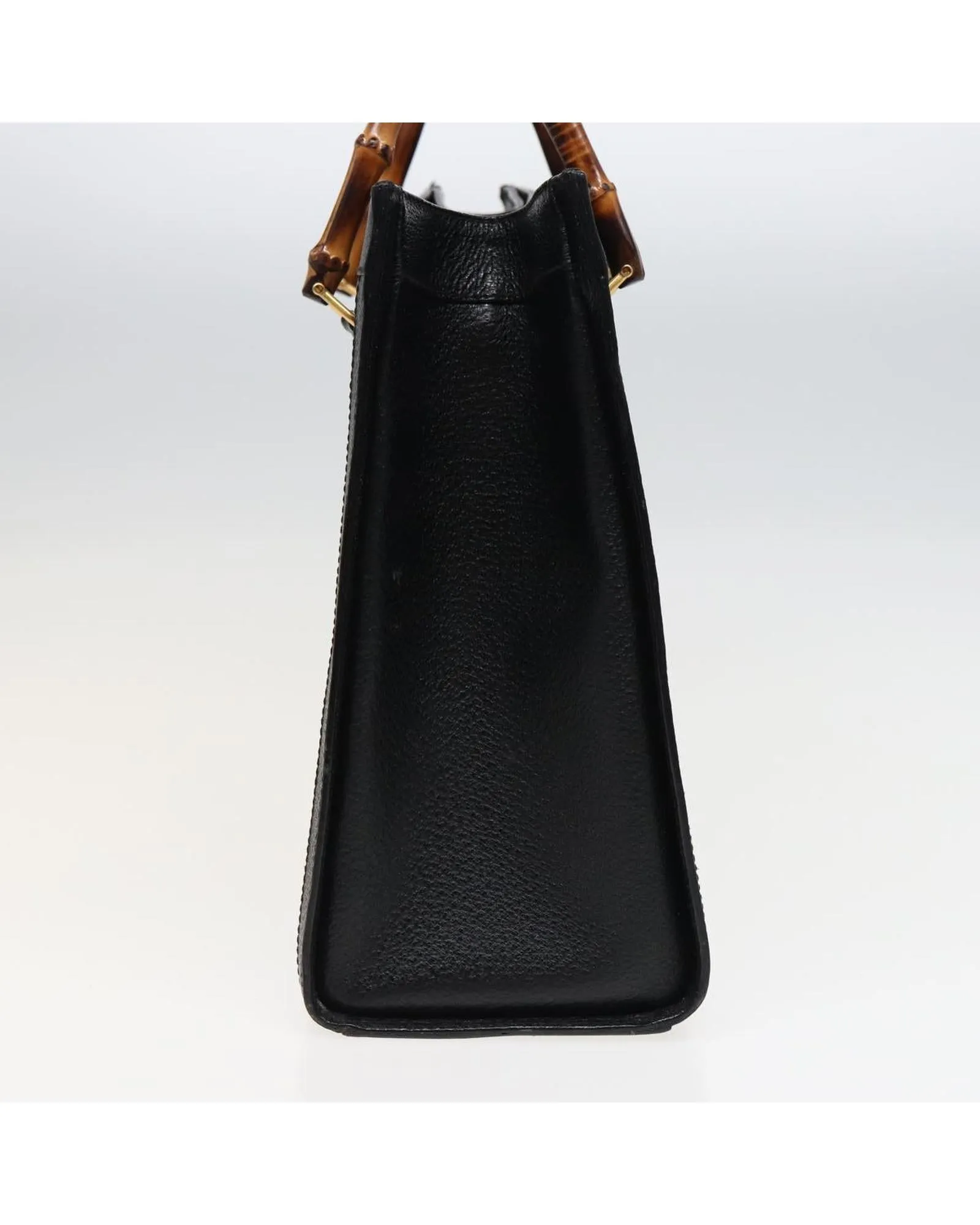 Black Leather Bamboo Hand Bag with Serial No.