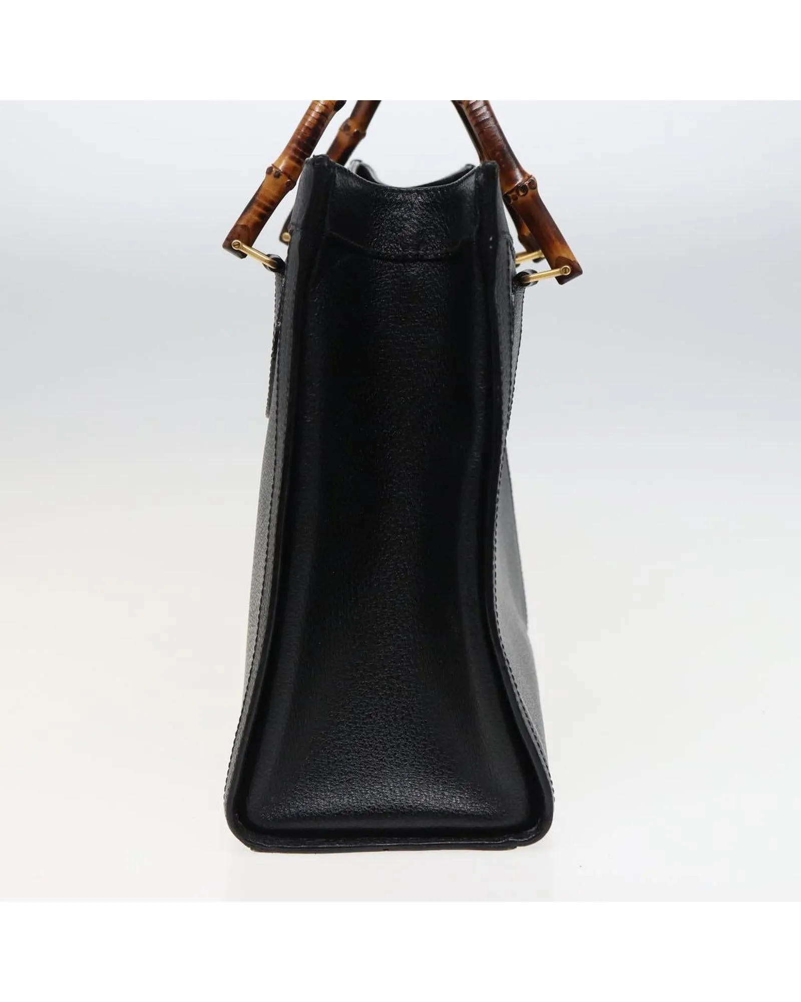 Black Leather Bamboo Hand Bag with Serial No.