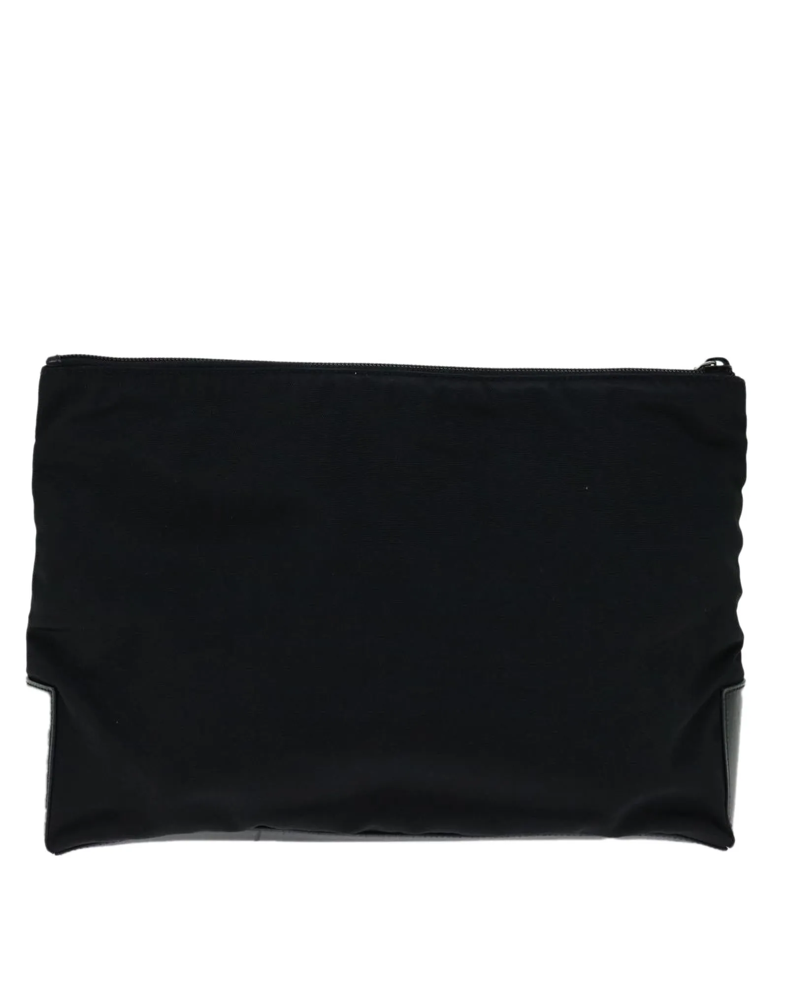 Black Nylon Clutch Bag with Metal Fittings - Made in Italy