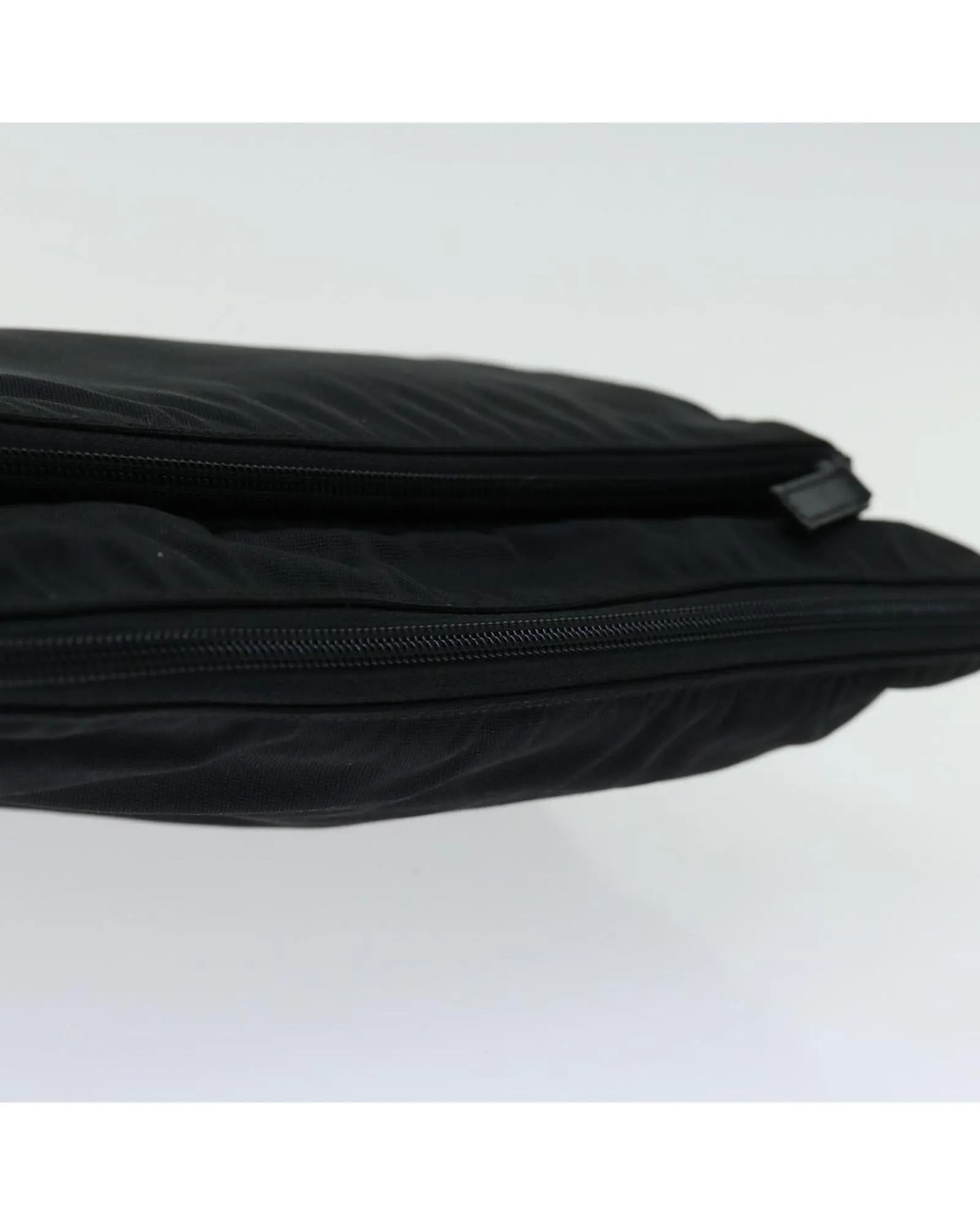 Black Nylon Clutch Bag with Metal Fittings - Made in Italy