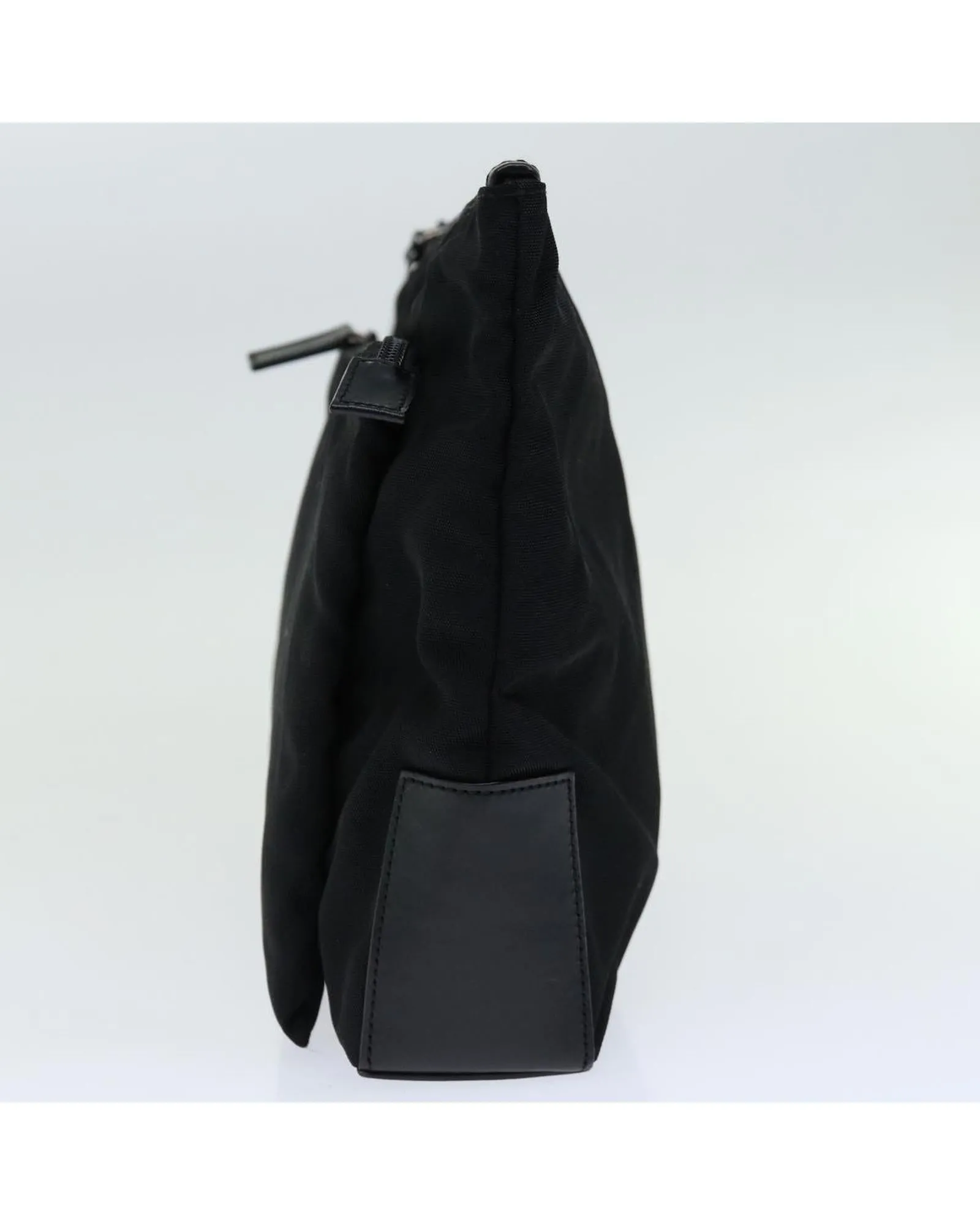 Black Nylon Clutch Bag with Metal Fittings - Made in Italy