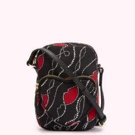 BLACK PEARLY LIP PRINT DAVIS CROSSBODY BAG