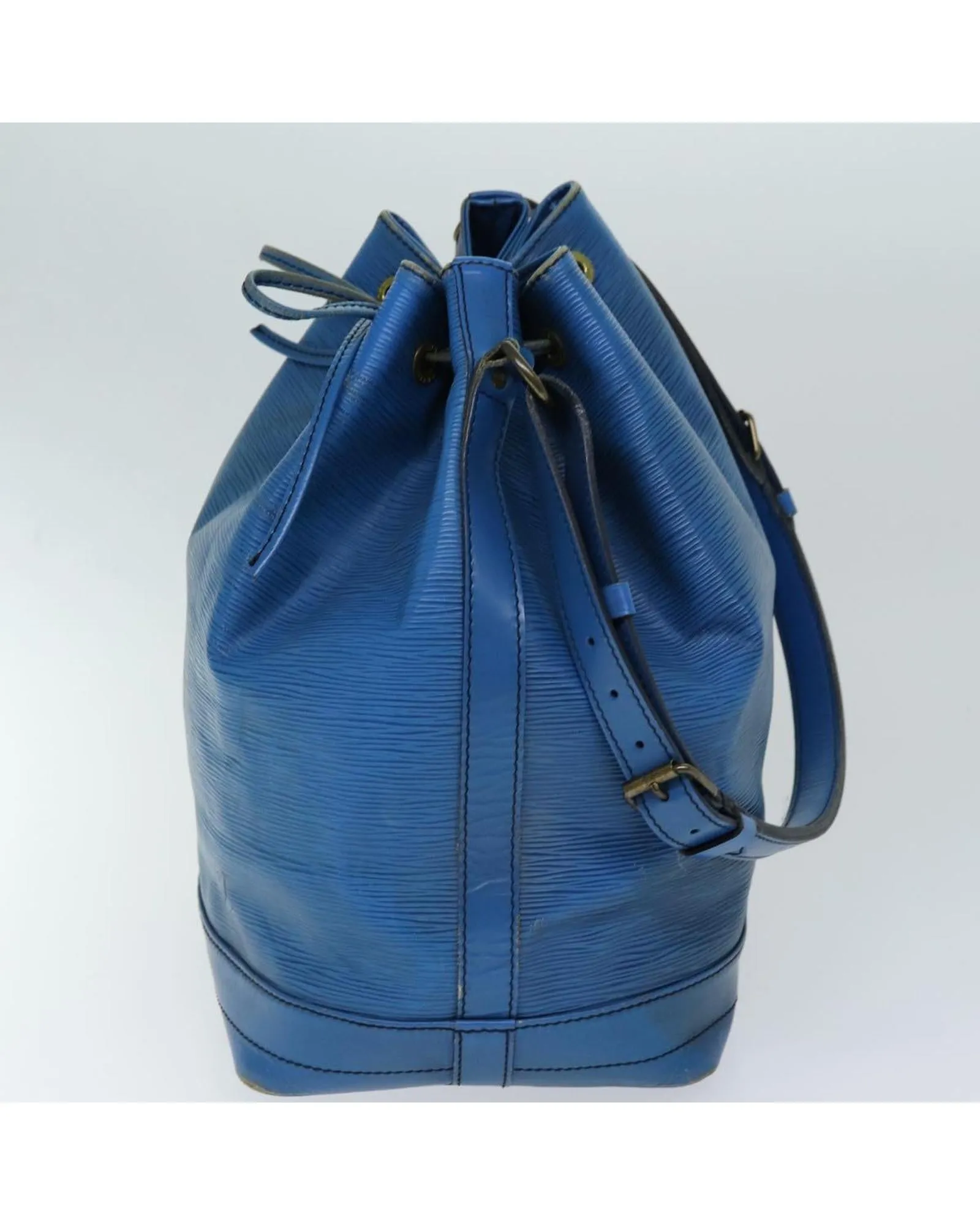 Blue Epi Leather Shoulder Bag with Adjustable Strap and Serial Number