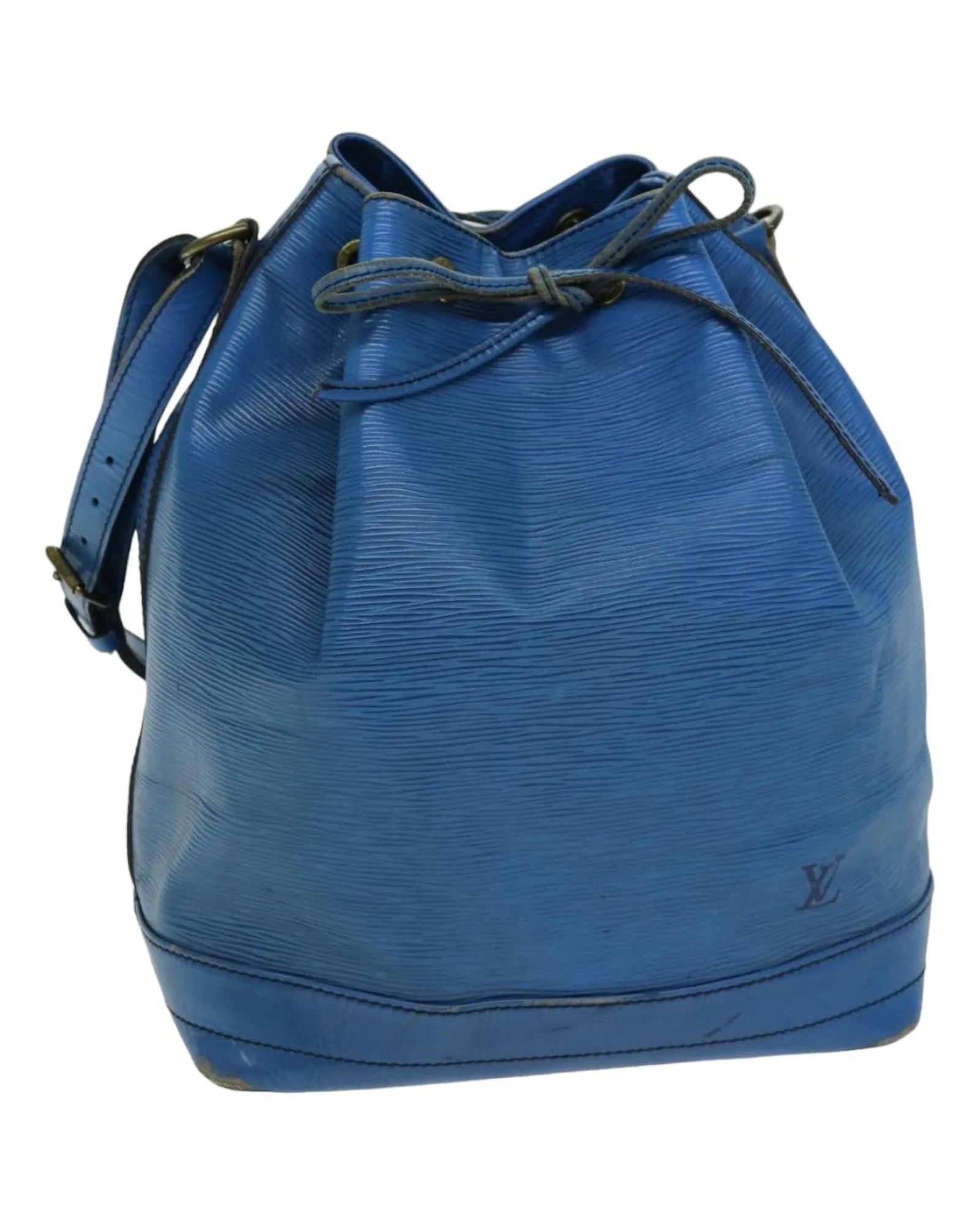 Blue Epi Leather Shoulder Bag with Adjustable Strap and Serial Number