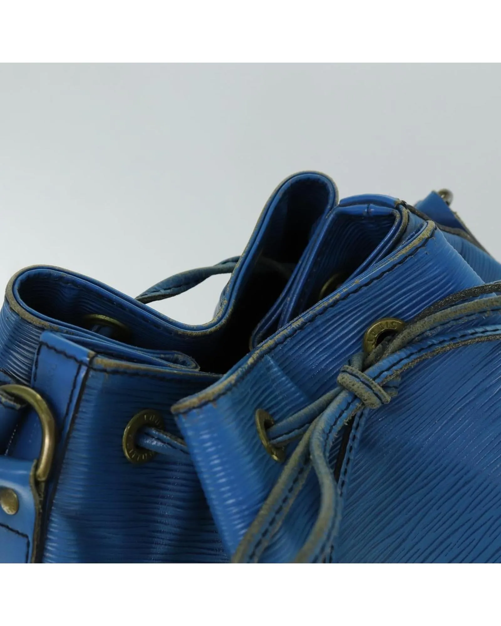 Blue Epi Leather Shoulder Bag with Adjustable Strap and Serial Number