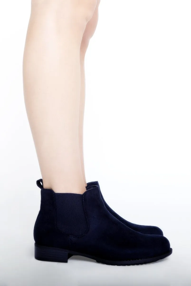 Blue Suede Low Ankle Chelsea Boots - Hope