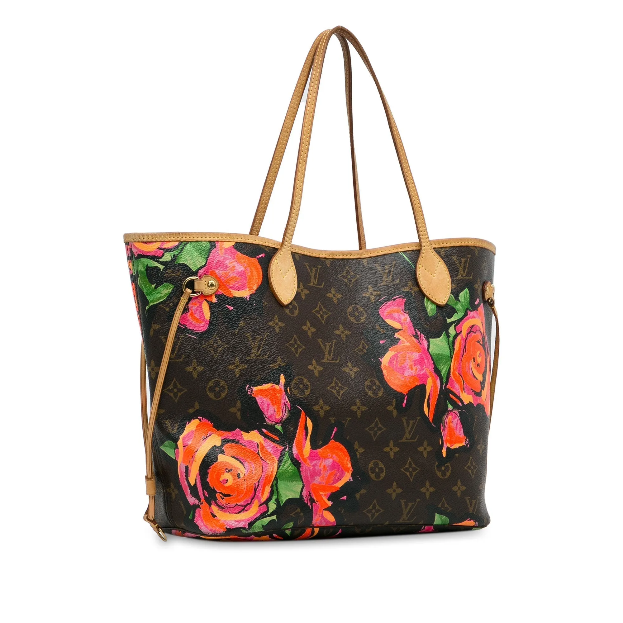 Brown Louis Vuitton Monogram Roses Neverfull MM Tote Bag