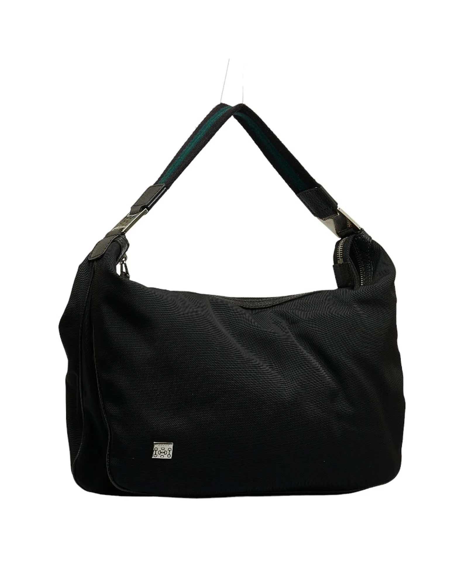 Canvas Web Shoulder Bag in Black