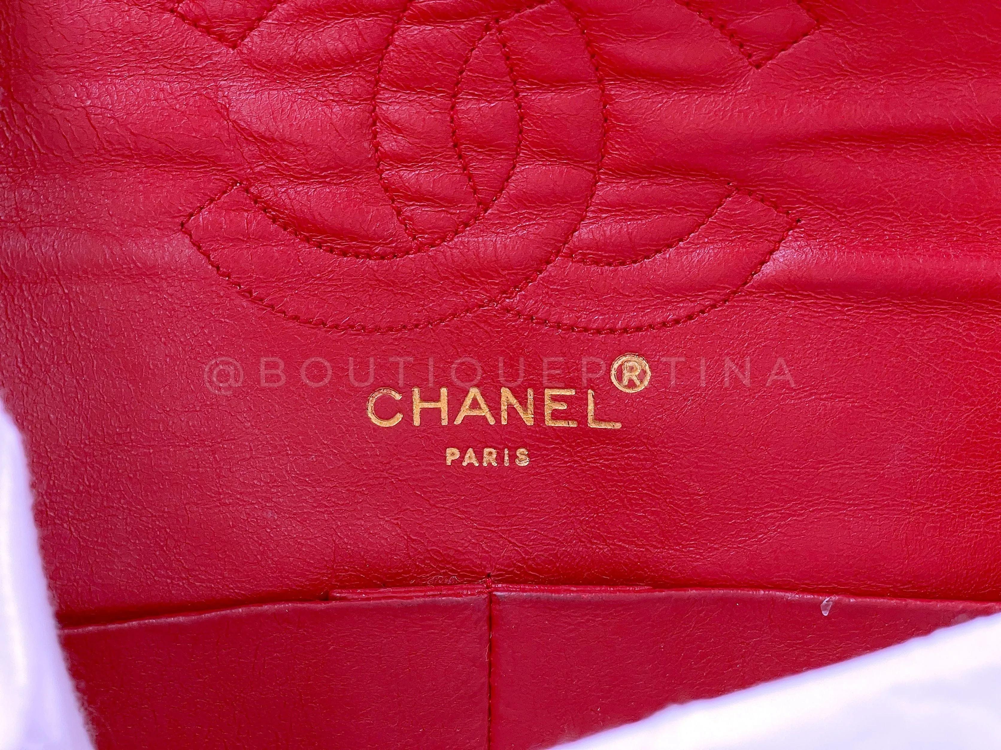 Chanel 1987 Vintage Red Small Classic Double Flap Bag 24k GHW