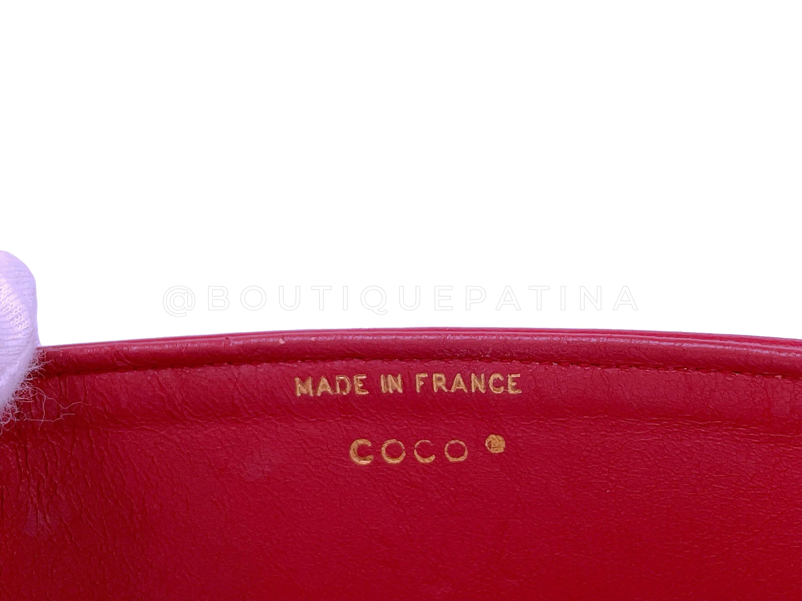 Chanel 1987 Vintage Red Small Classic Double Flap Bag 24k GHW