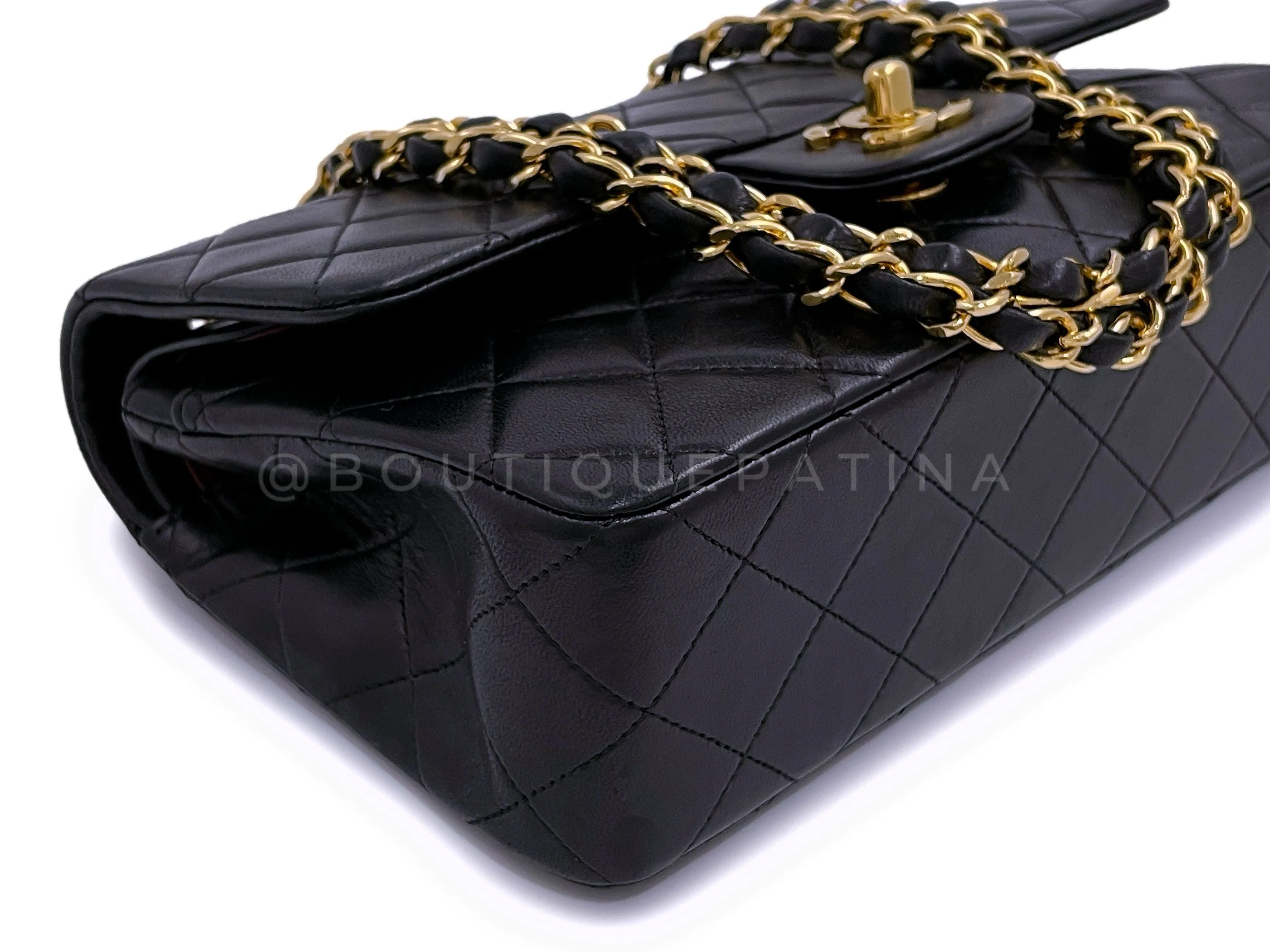 Chanel 1993 Vintage Black Small Classic Double Flap Bag 24k GHW Lambskin