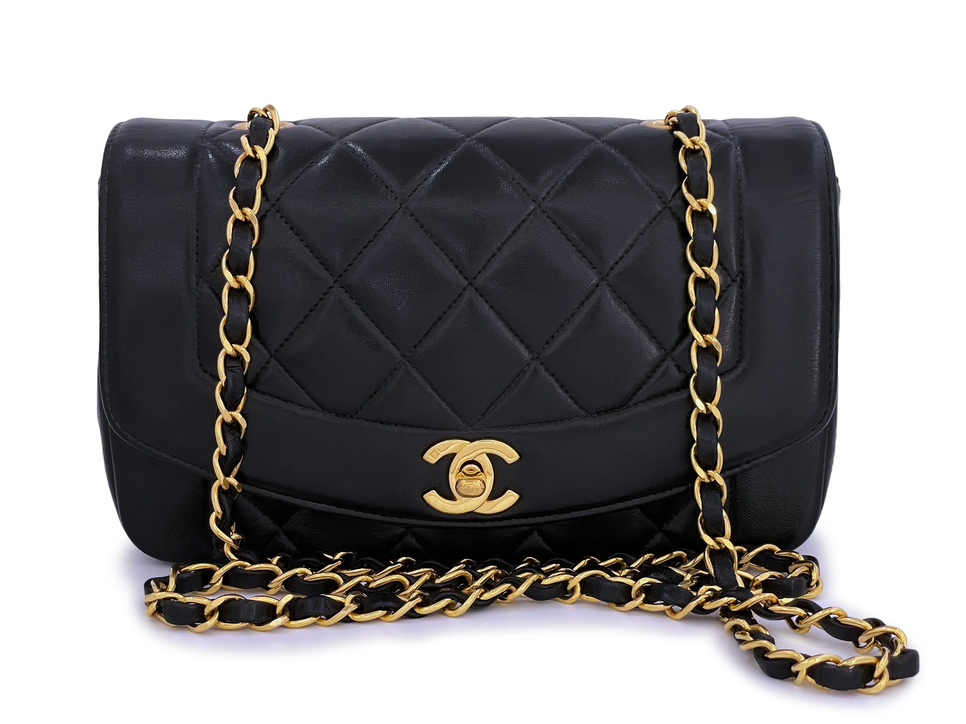 Chanel 1994 Vintage Black Small Diana Flap Bag Lambskin 24k GHW