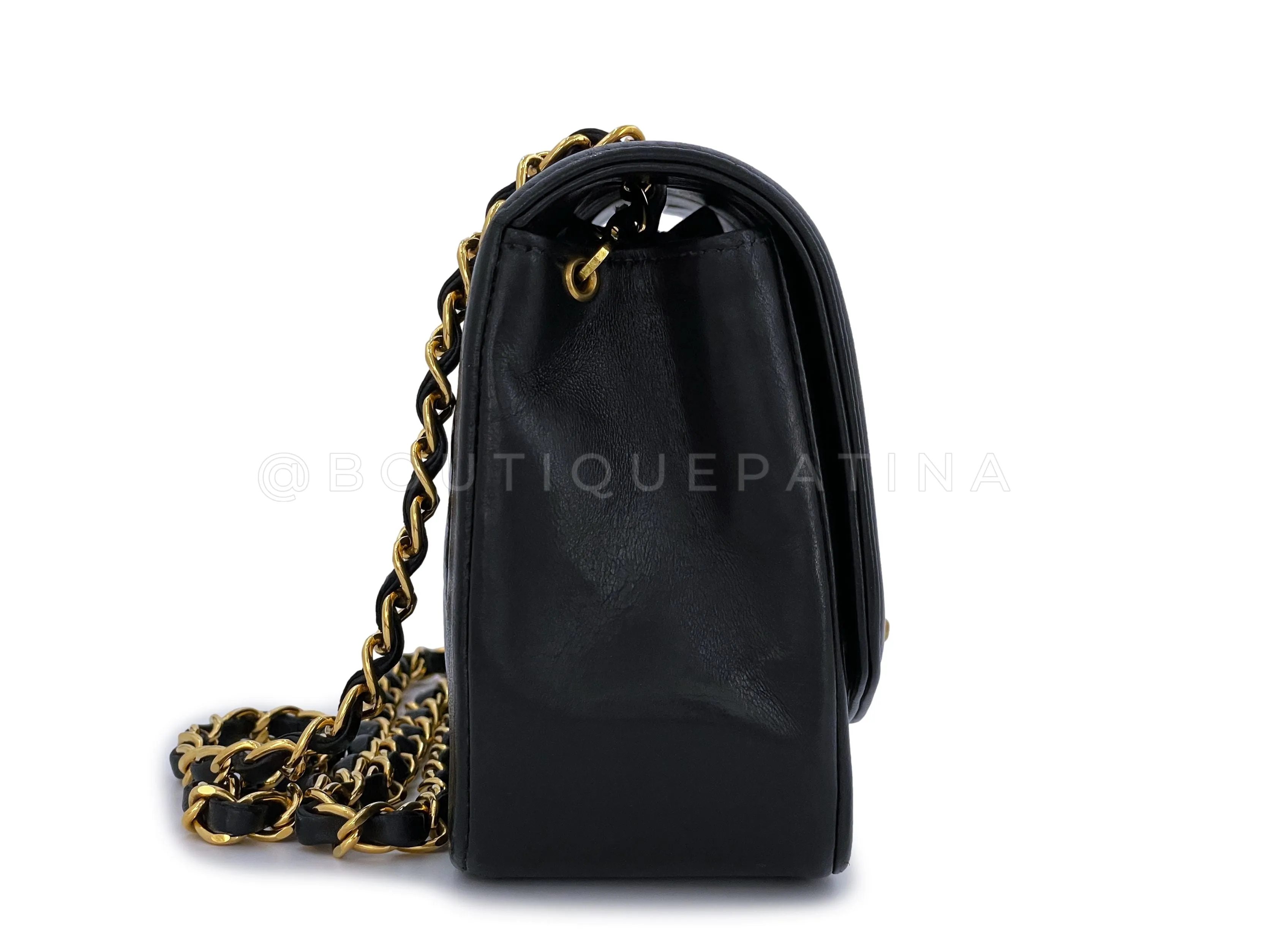 Chanel 1994 Vintage Black Small Diana Flap Bag Lambskin 24k GHW