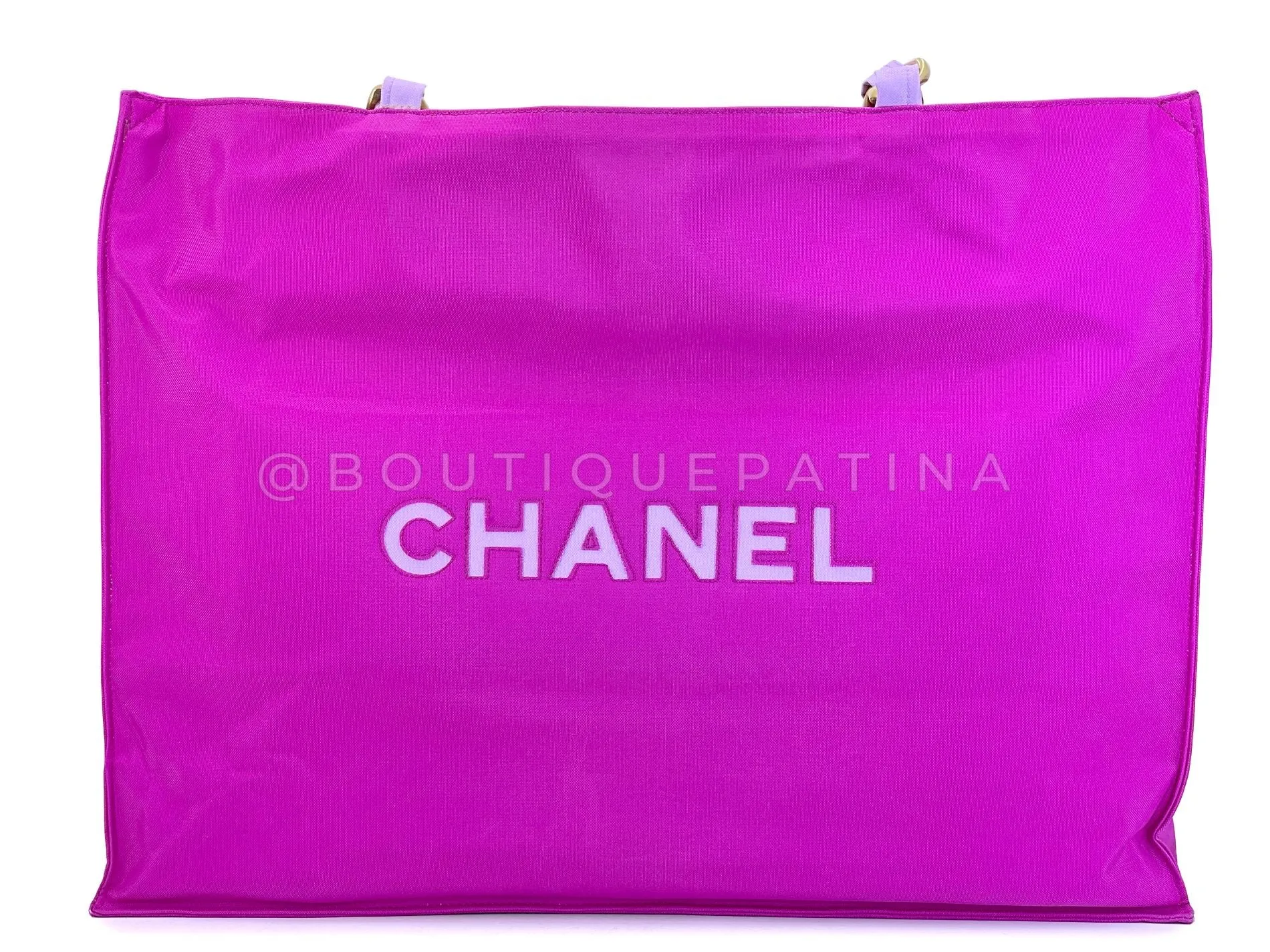 Chanel 1994 Vintage Iconic Fuchsia Purple Chunky Chain Tote Bag