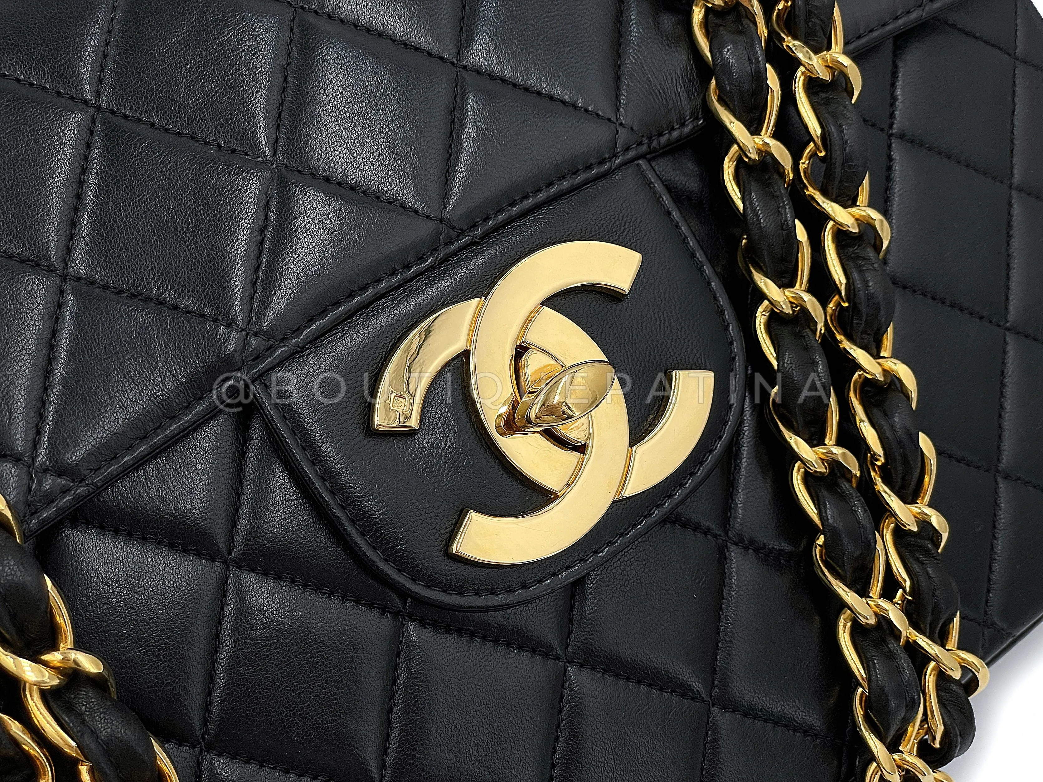 Chanel 1996 Vintage Black Jumbo Classic Flap Bag 24k GHW