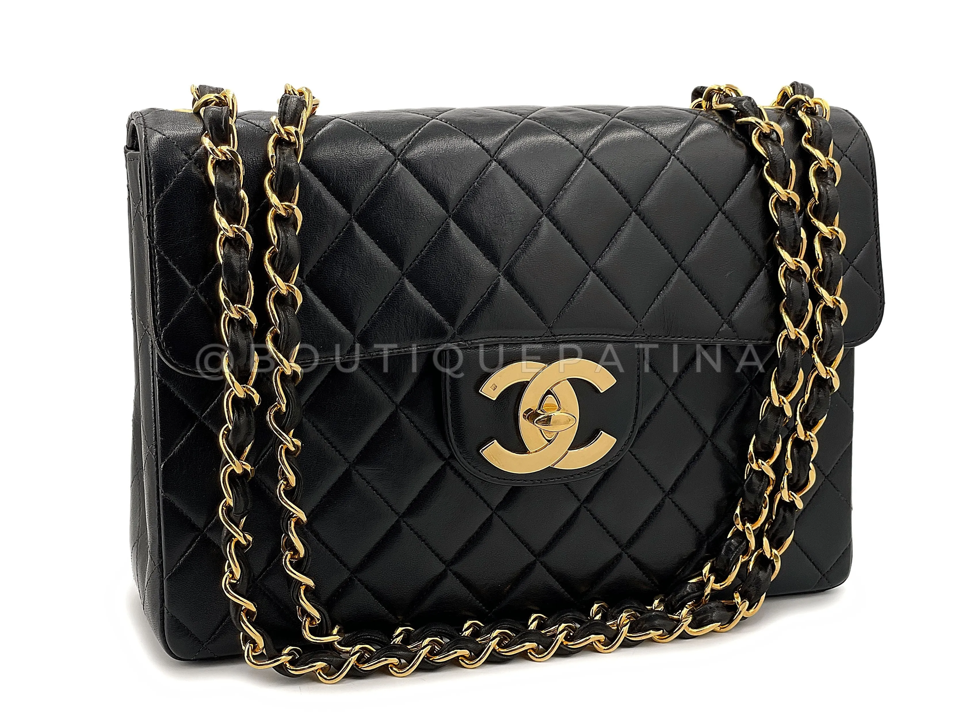 Chanel 1996 Vintage Black Jumbo Classic Flap Bag 24k GHW