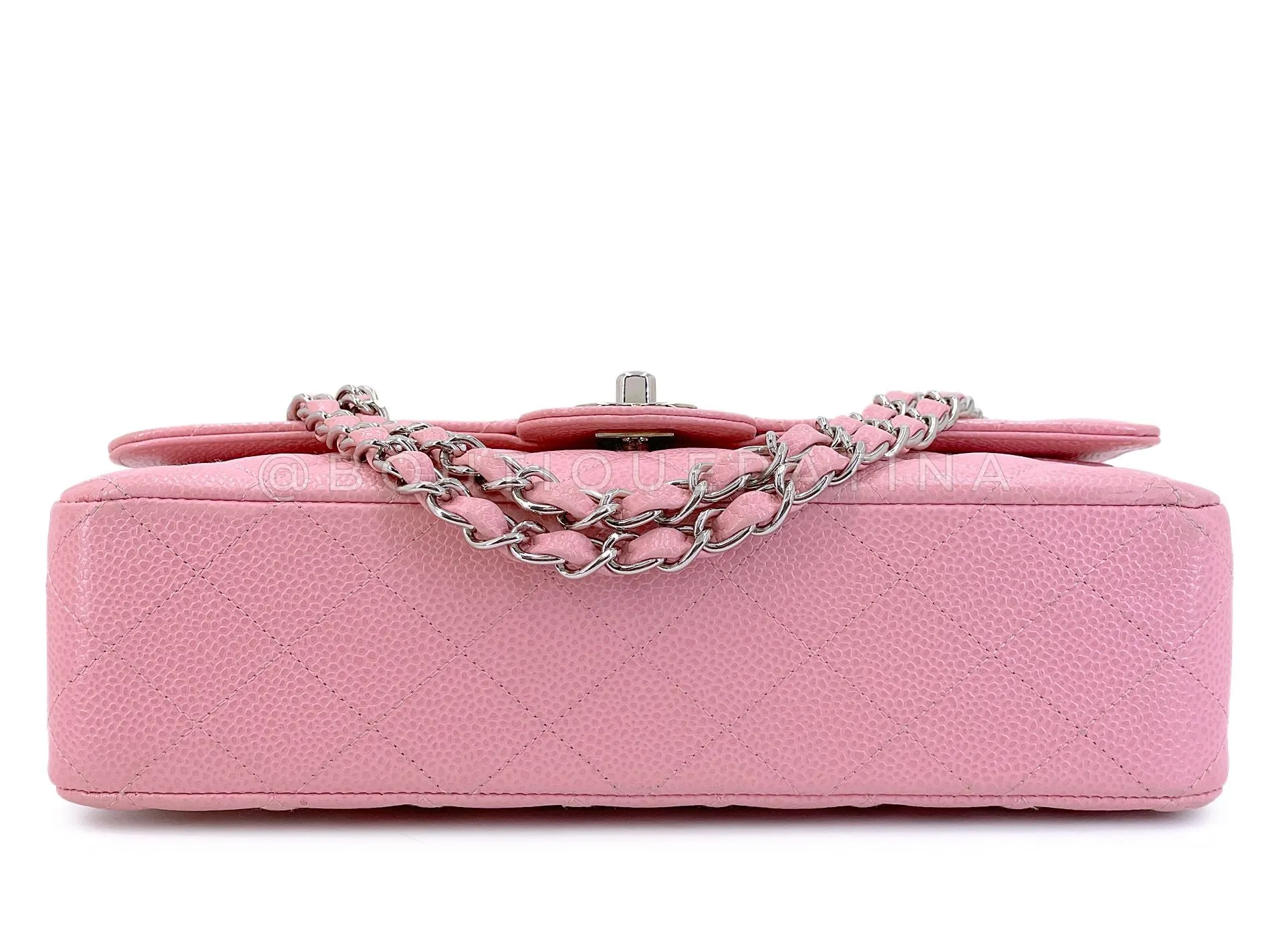 Chanel 2006 Vintage Sakura Pink Caviar Medium Classic Double Flap Bag SHW 7ZW