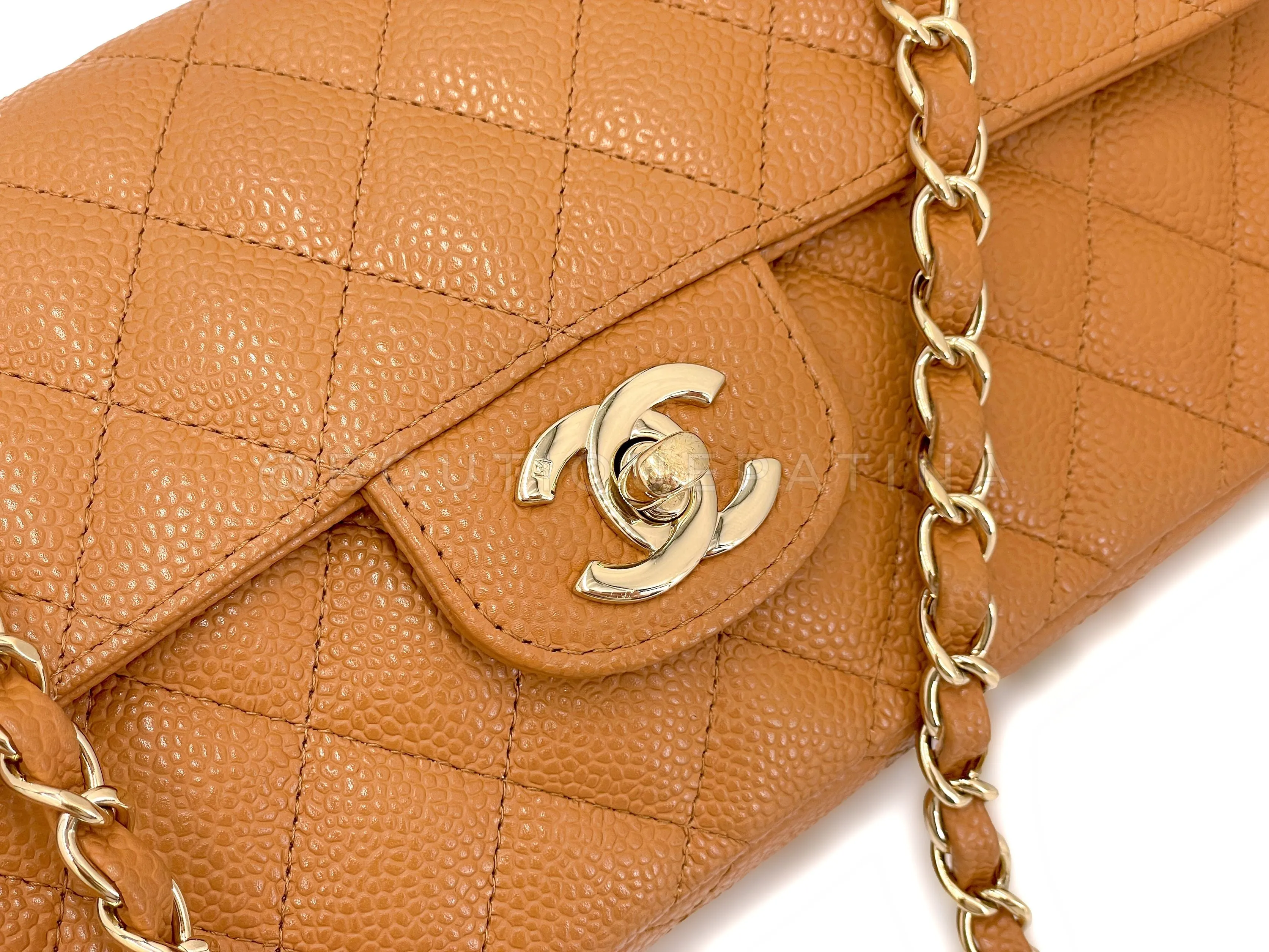 Chanel 2007 Vintage Caviar Caramel Beige Quilted East West Flap Bag 24k GHW