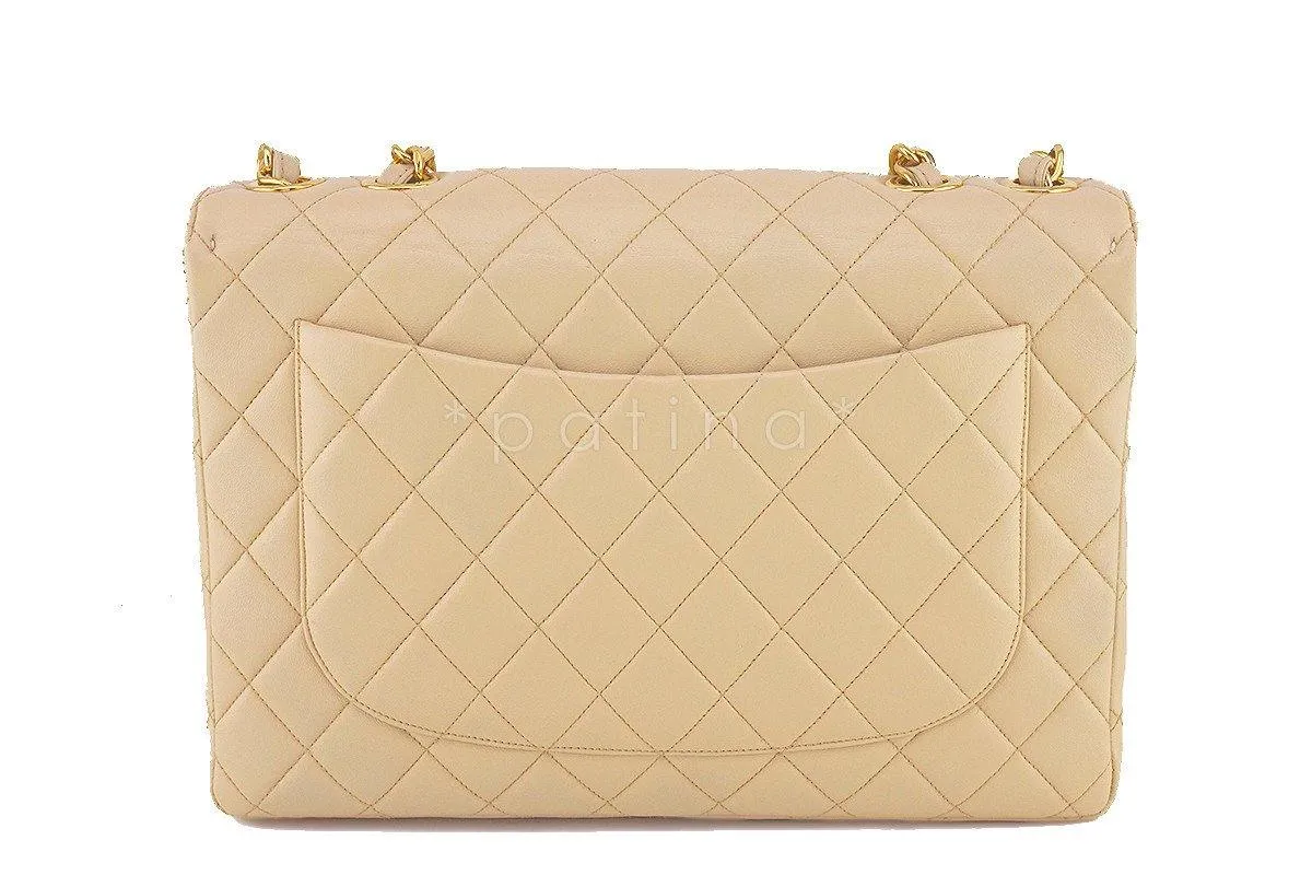 Chanel Beige Vintage Jumbo 2.55 Classic Flap Bag