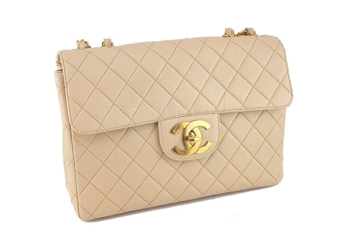 Chanel Beige Vintage Jumbo 2.55 Classic Flap Bag