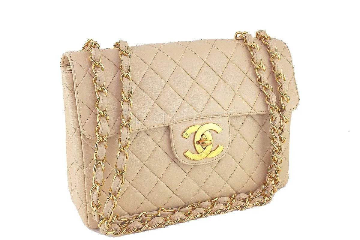 Chanel Beige Vintage Jumbo 2.55 Classic Flap Bag