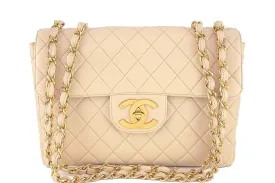 Chanel Beige Vintage Jumbo 2.55 Classic Flap Bag