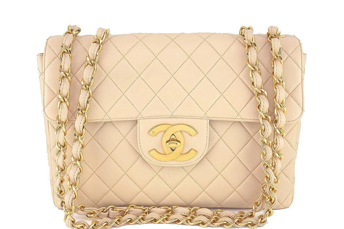 Chanel Beige Vintage Jumbo 2.55 Classic Flap Bag