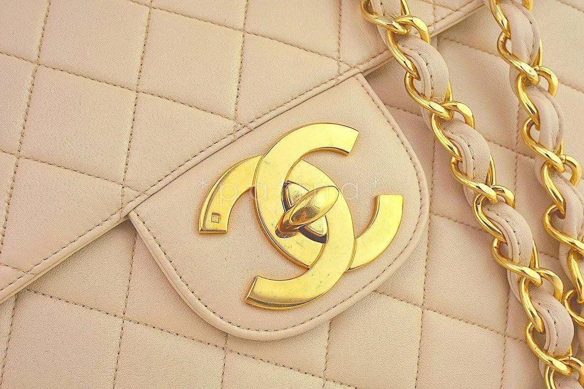 Chanel Beige Vintage Jumbo 2.55 Classic Flap Bag