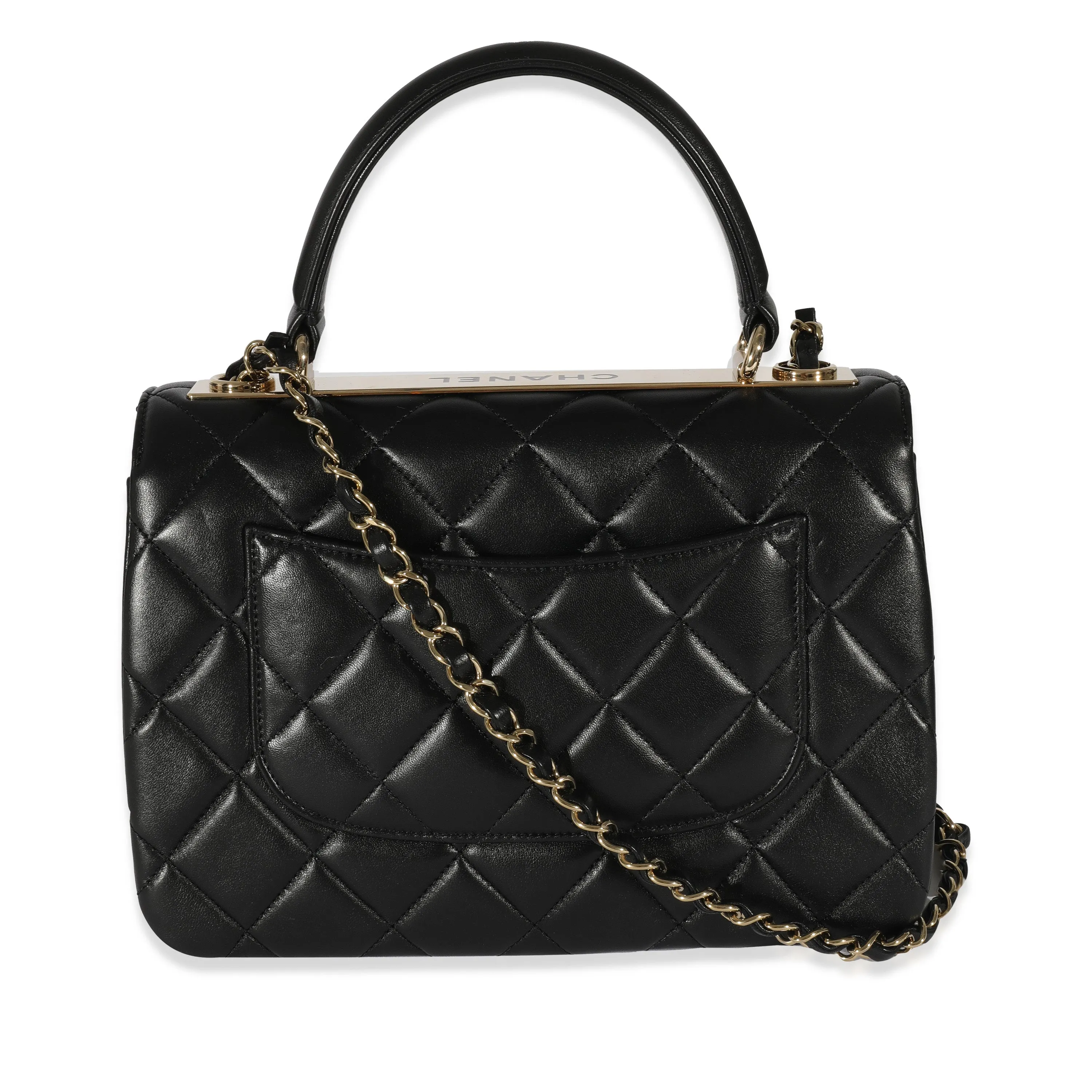 Chanel Black Lambskin CC Small Trendy Top Handle