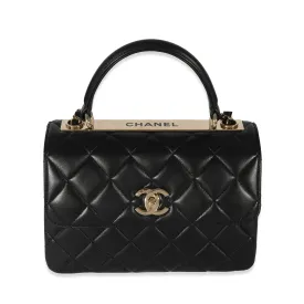 Chanel Black Lambskin CC Small Trendy Top Handle