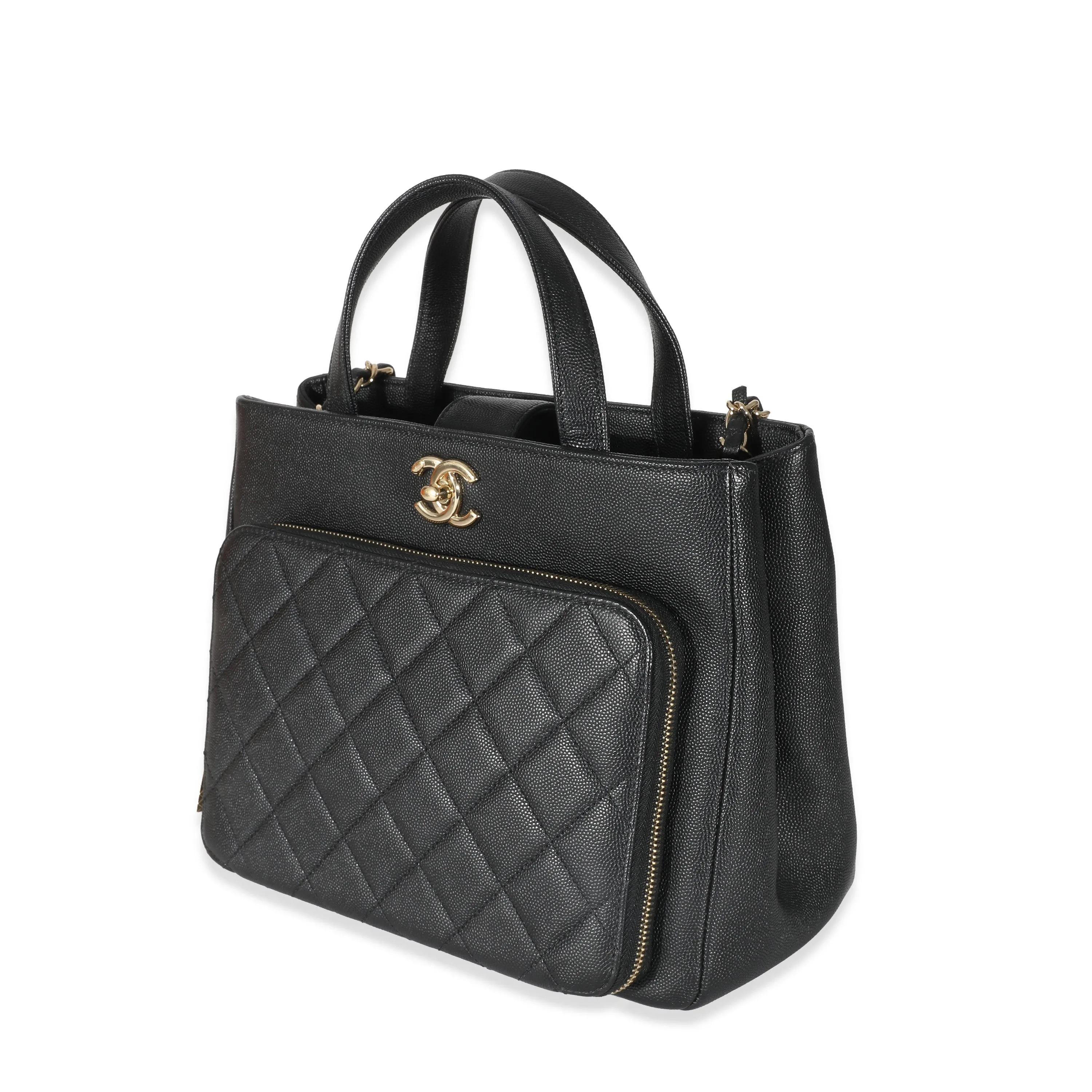 Chanel Black Quilted Caviar Small Business Affinity Tote