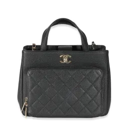 Chanel Black Quilted Caviar Small Business Affinity Tote