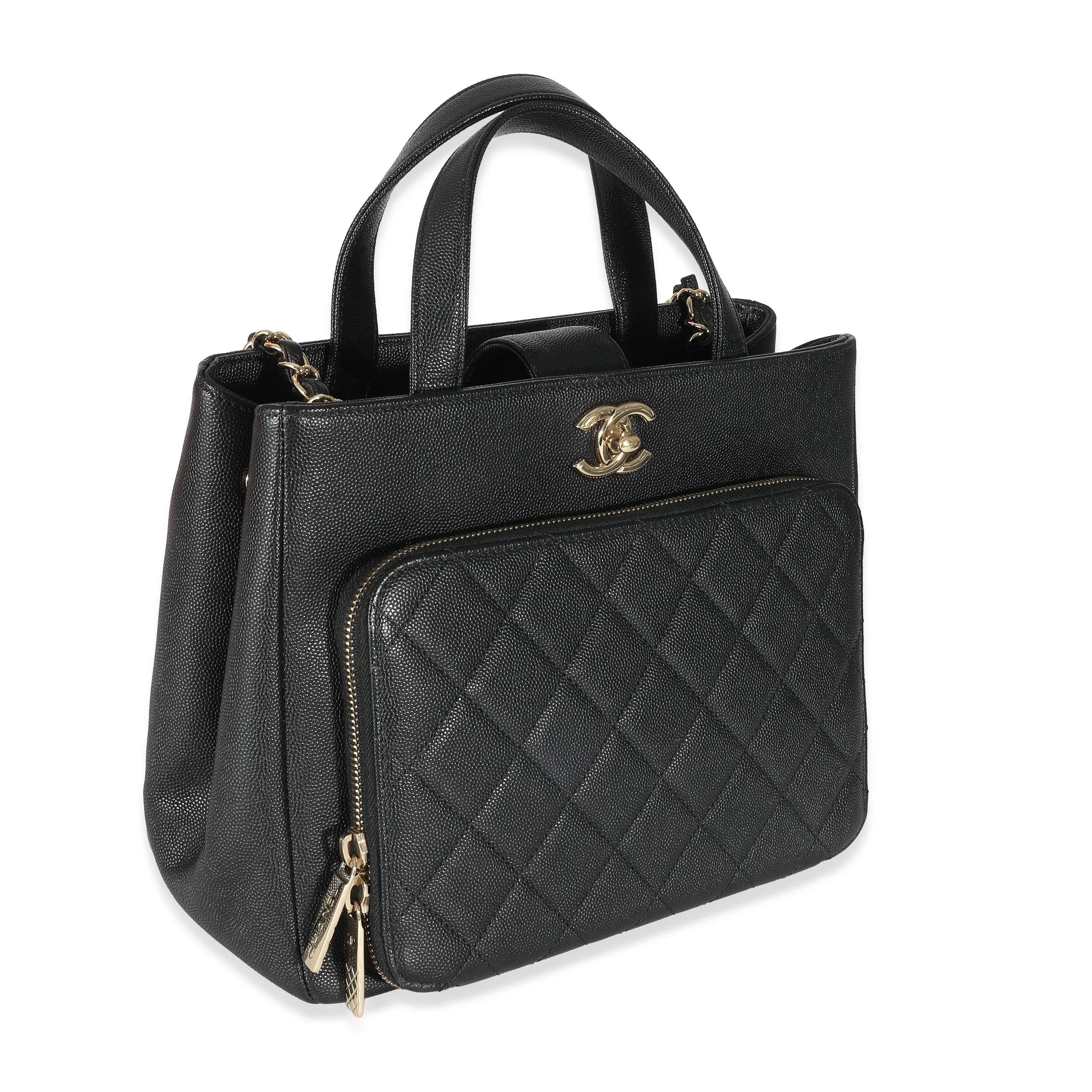 Chanel Black Quilted Caviar Small Business Affinity Tote